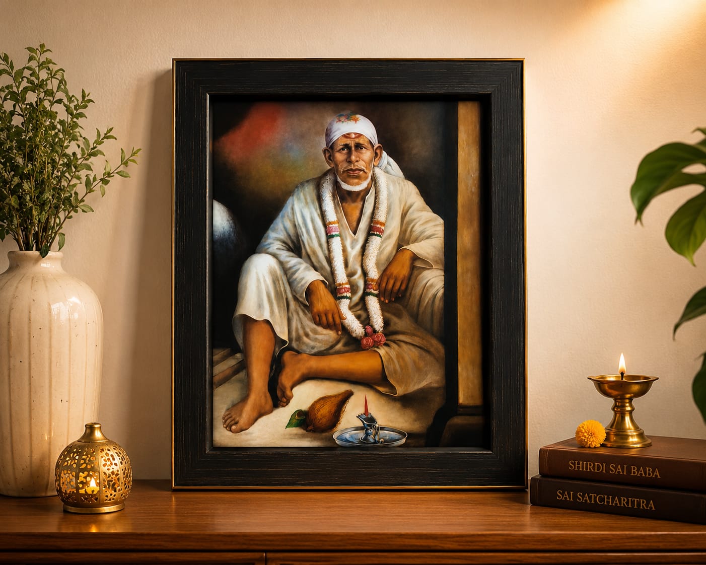 Sai Baba Photo – Shirdi Sai Baba Original Hand Painting Paper Print Reprint | Hemant Art