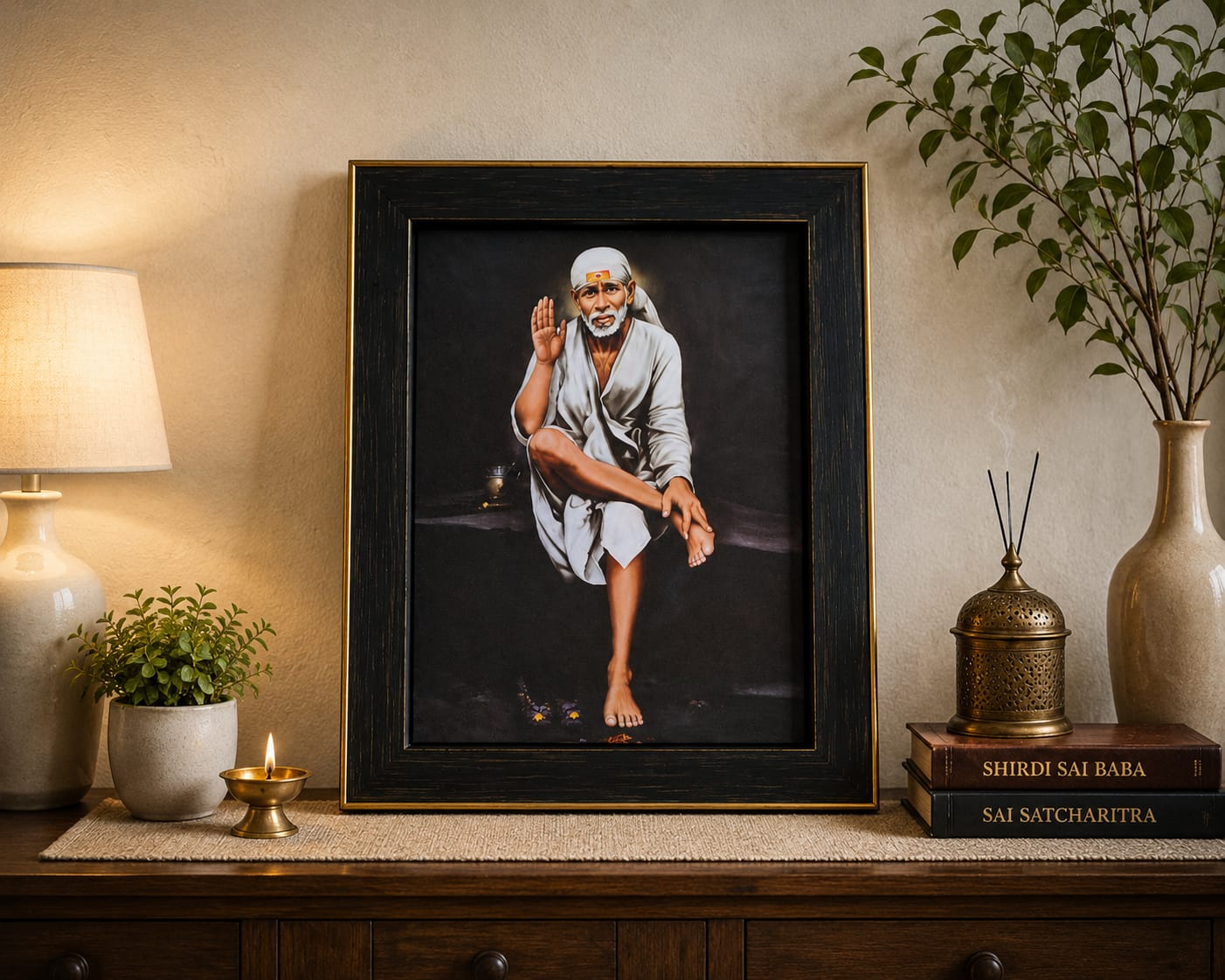 Sai Baba Photo – Shirdi Sai Baba Original Hand Painting Paper Print Reprint | Hemant Art