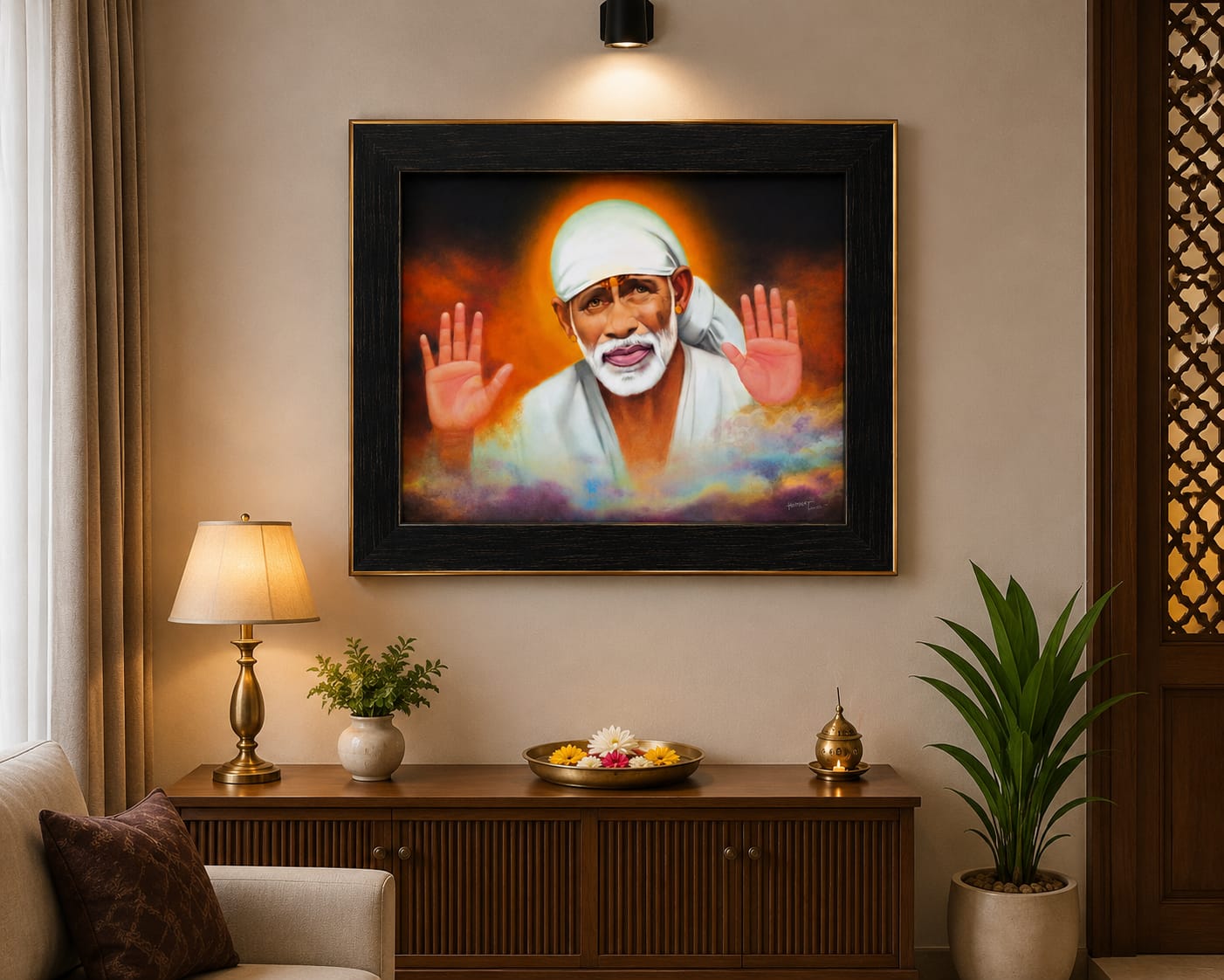 Sai Baba Photo – Shirdi Sai Baba Original Hand Painting Paper Print Reprint | Hemant Art