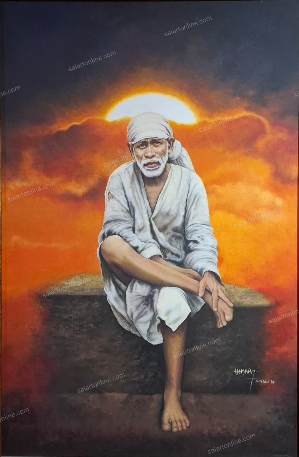 Shirdi Sai Baba Original Hand Painting | Sai Baba Photo | Sai Baba Samadhi Wall Art | Hemant Art