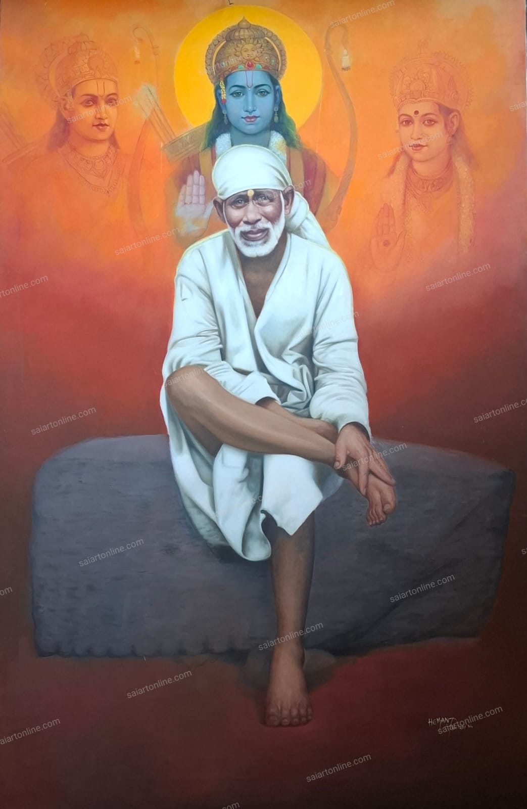 Shirdi Sai Baba Original Hand Painting | Sai Baba Photo | Sai Baba Samadhi Wall Art | Hemant Art