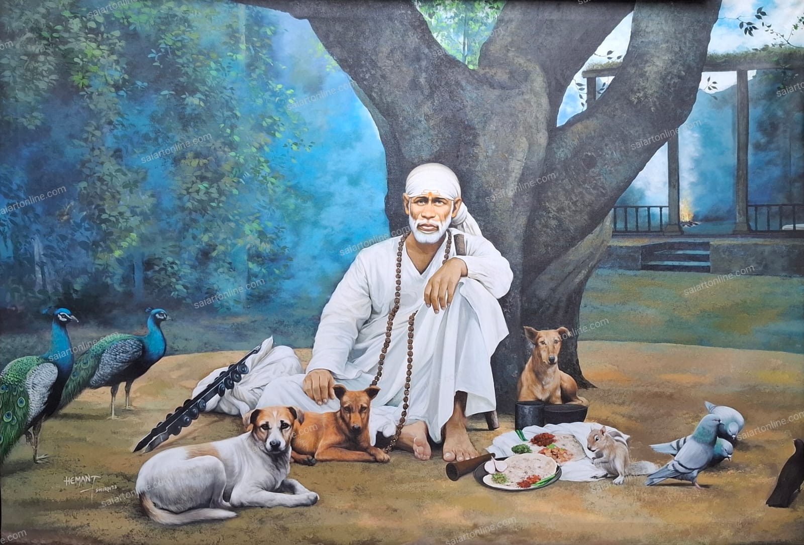 Shirdi Sai Baba Original Hand Painting | Sai Baba Photo | Sai Baba Samadhi Wall Art | Hemant Art