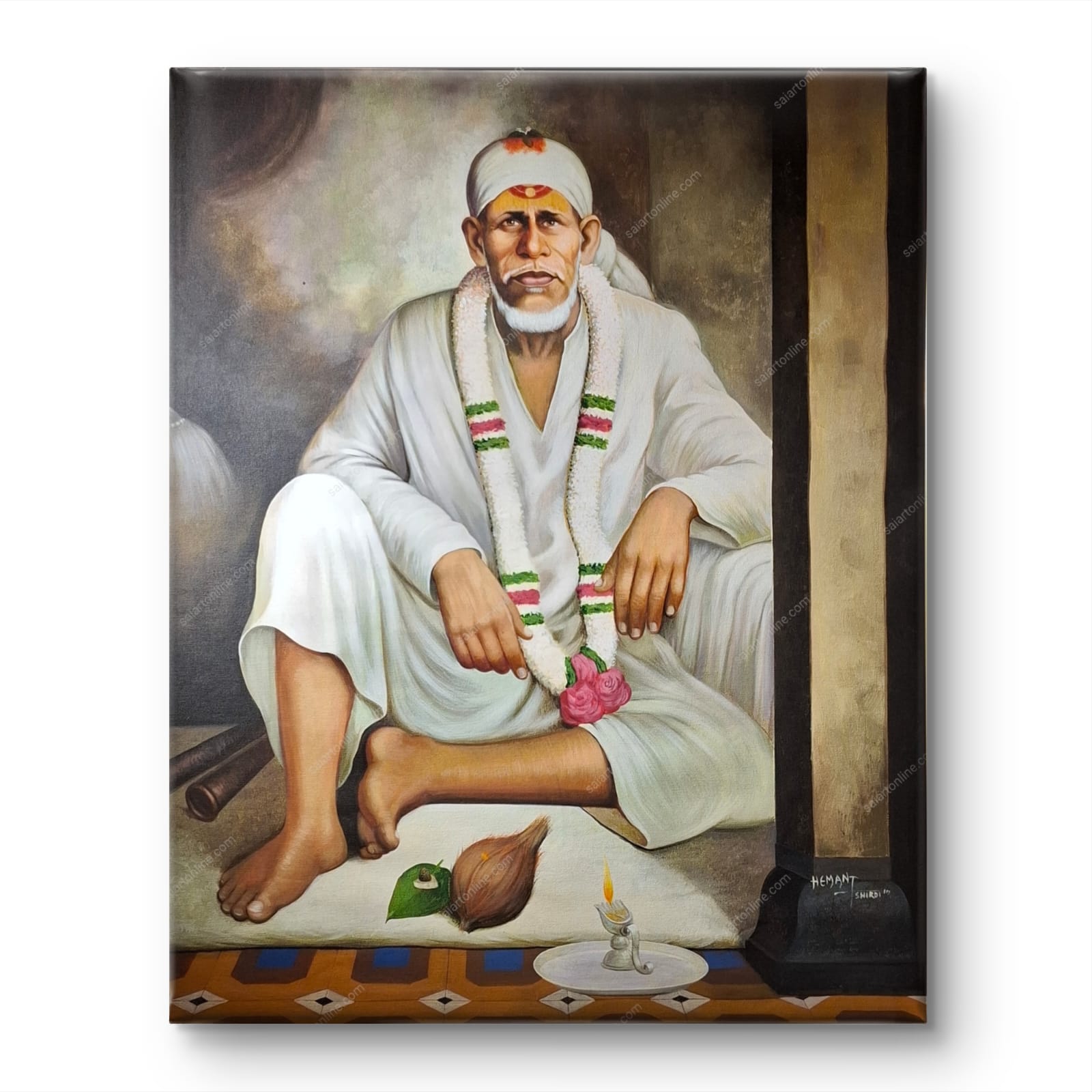 Shirdi Sai Baba Original Hand Painting | Sai Baba Photo | Sai Baba Samadhi Wall Art | Hemant Art