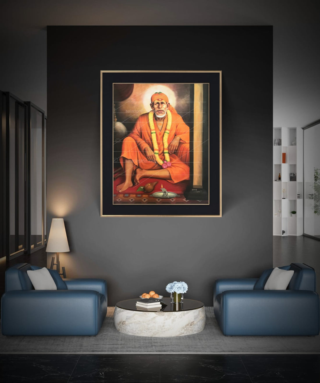 Saibaba Original Orange Dwarkamai Canvas Reprint | Hemant Art