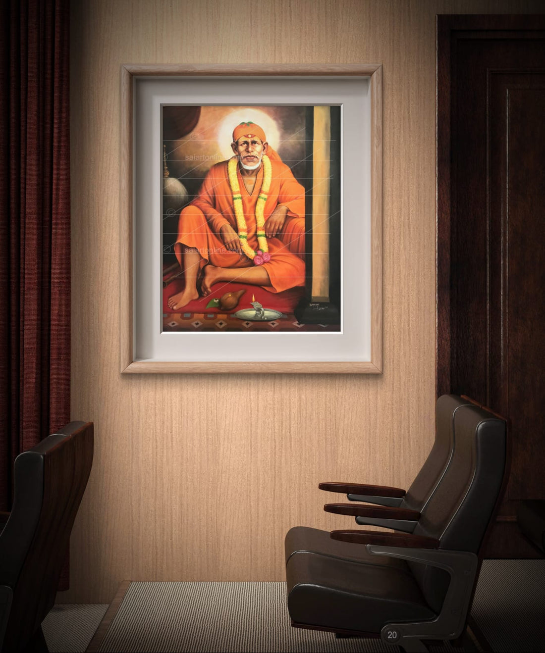 Saibaba Original Orange Dwarkamai Canvas Reprint | Hemant Art