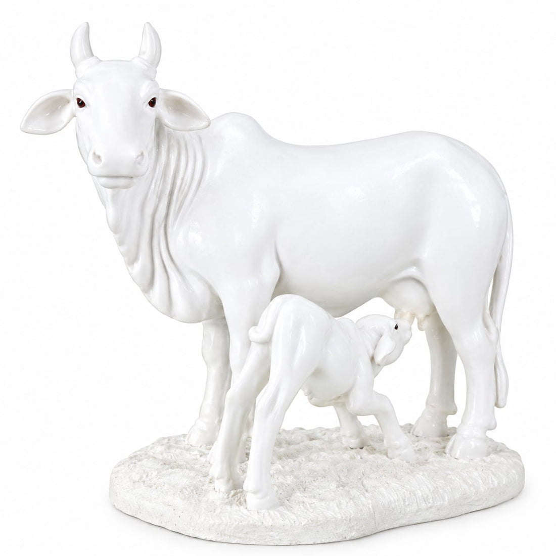 White Cow & Calf Porcelain Statue