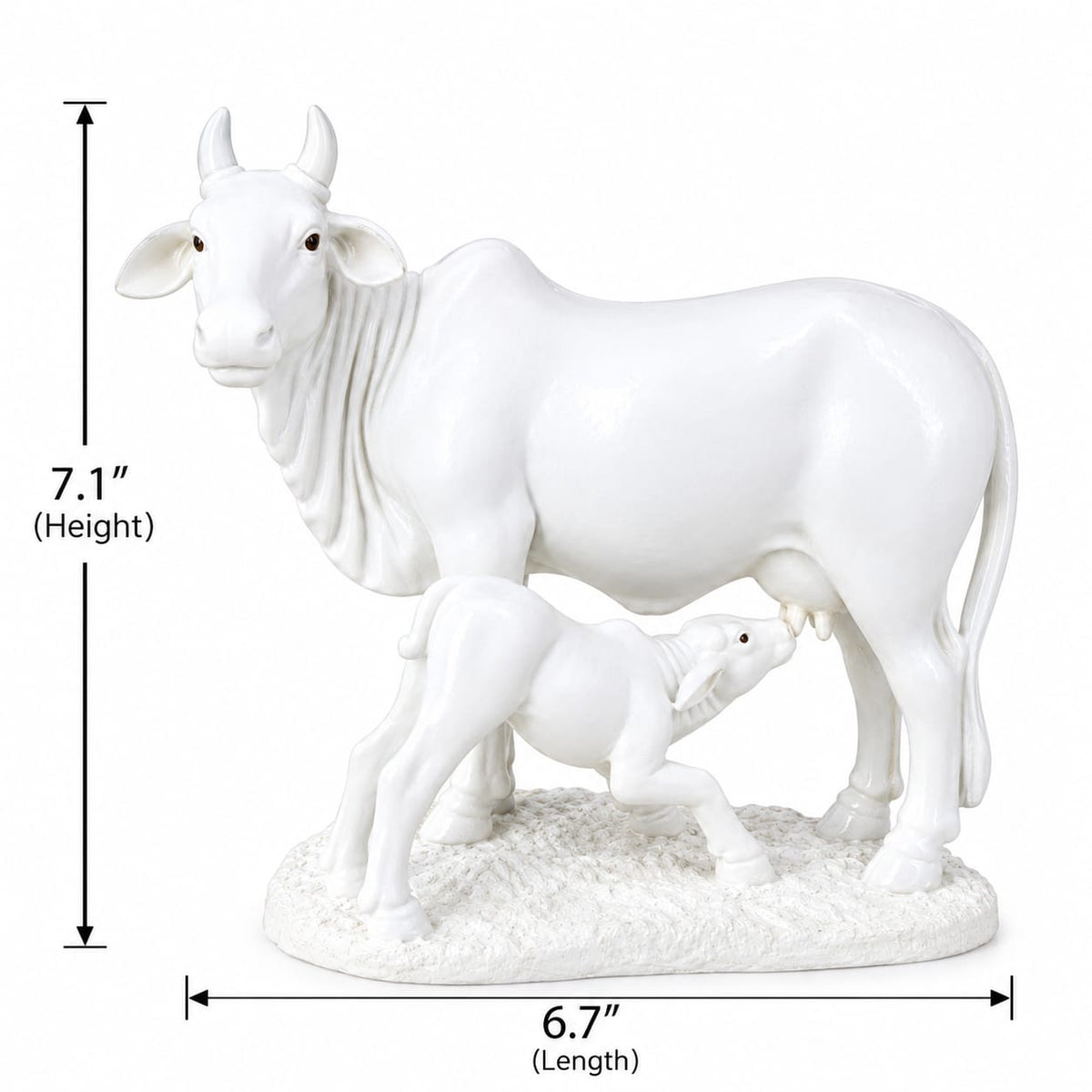 White Cow & Calf Porcelain Statue