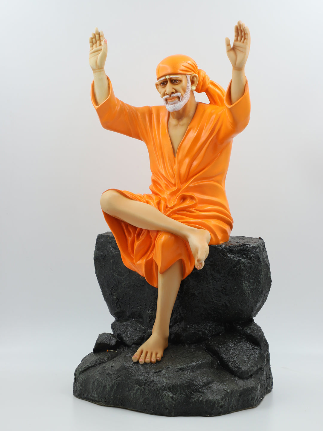 Yellow Two Hands Blessing Sai Baba Statue for Home Temple & Décor-16 inch