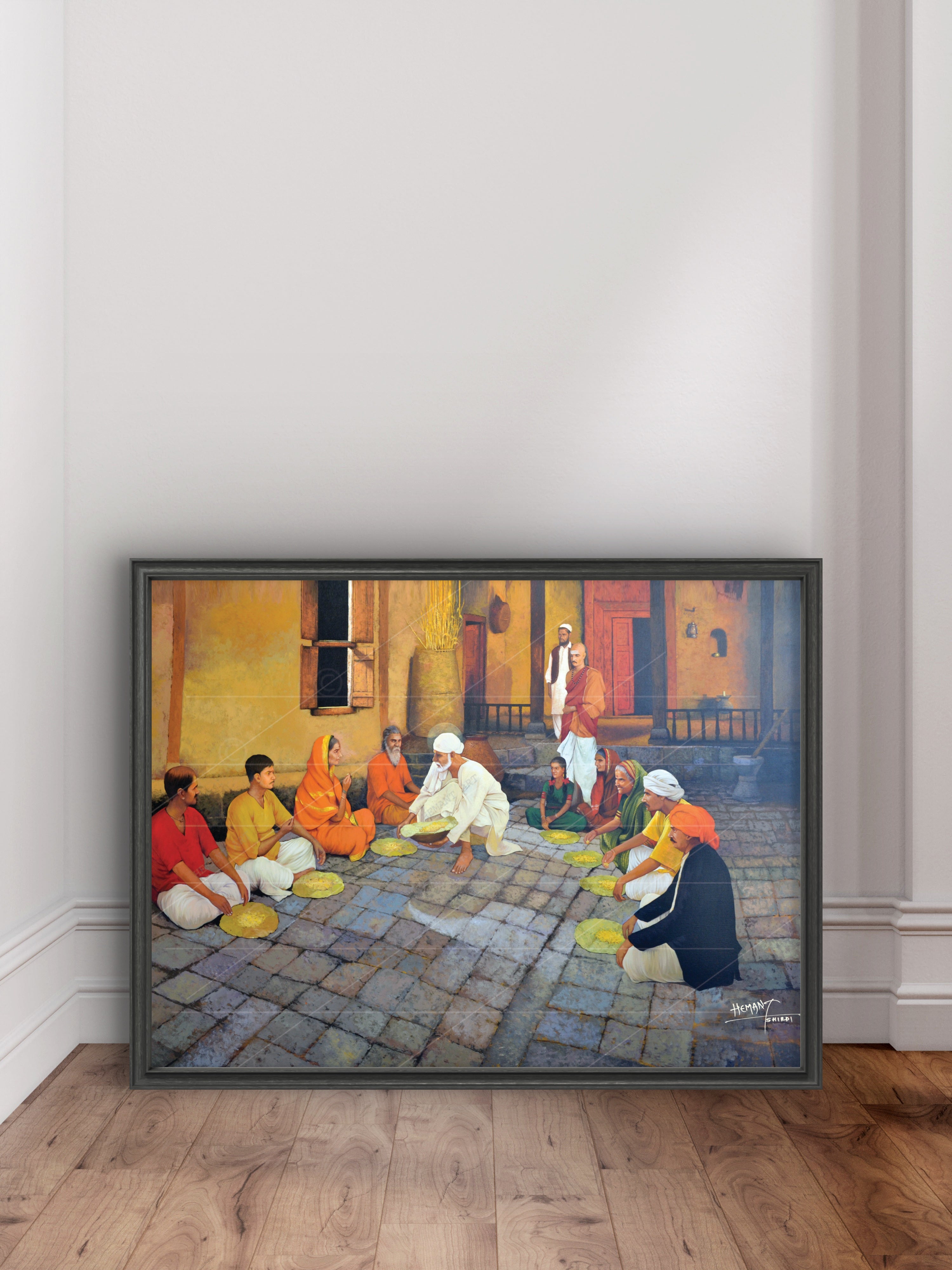 Shirdi Sai Baba Cooking Food in Dwarkamai Photo HD Canvas Print | Sai Baba Handi Wall Art – Shirdi Saibaba Art Gallery