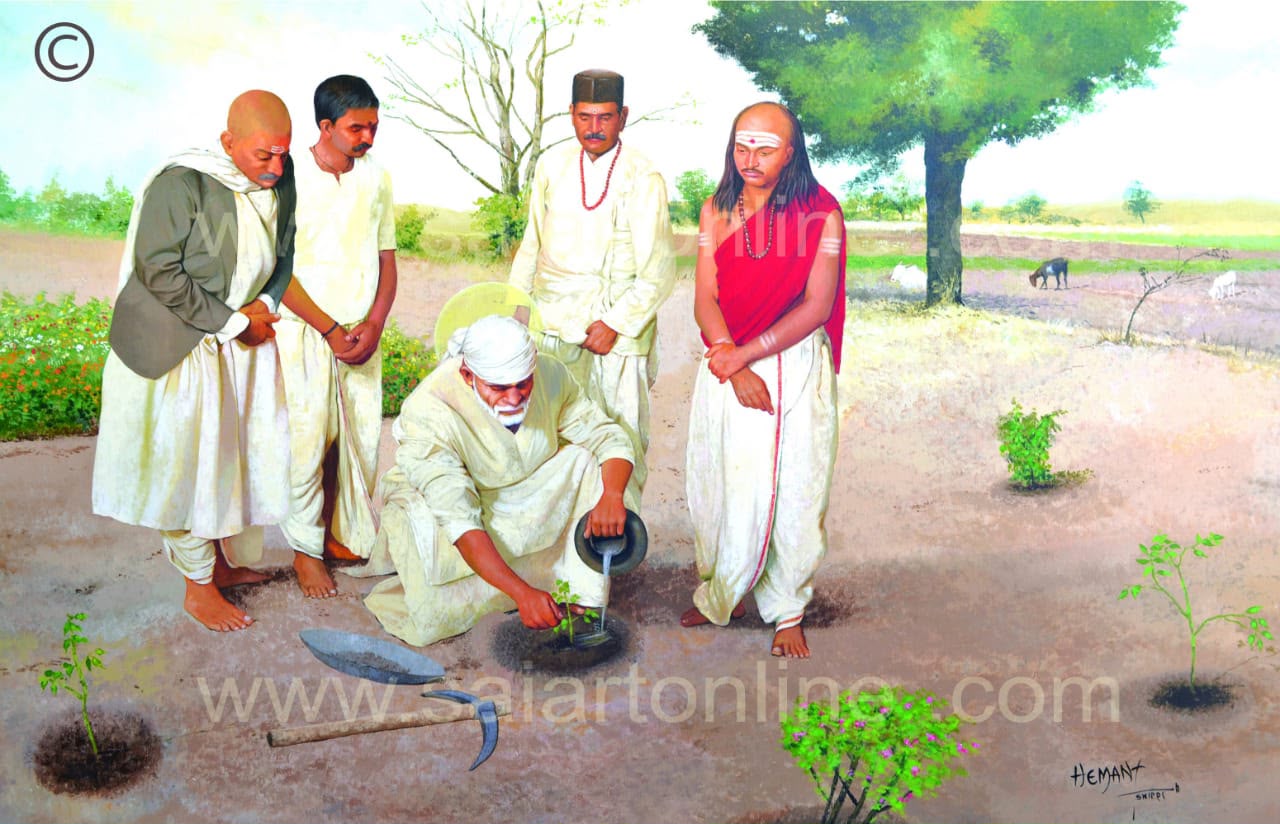 Hemant Art Shirdi Sai Baba Canvas Wall Art – Premium Framed Sai Baba Photo for Home Decor, Puja Room & Meditation Space