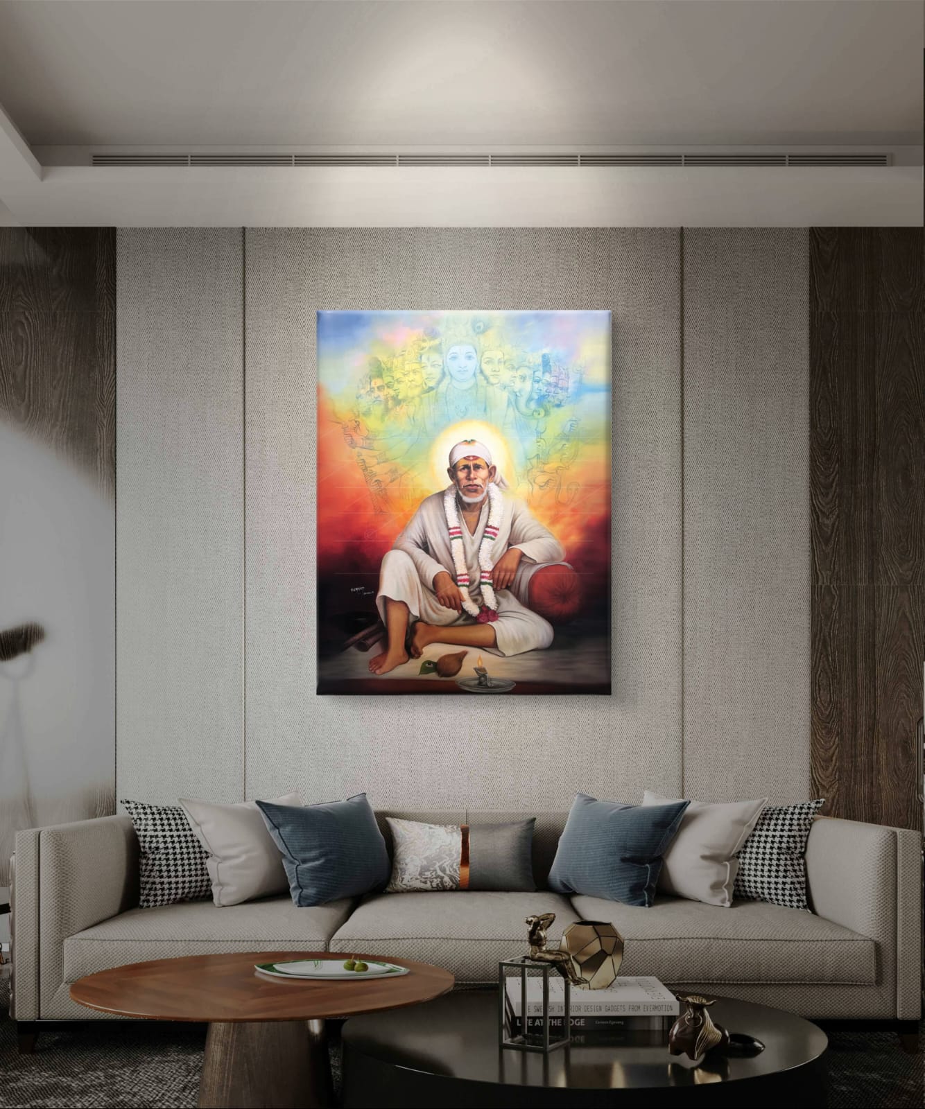 Shirdi Sai Baba  Dwarkamai Hand Painting Canvas Reprint photo, Picture/Poster