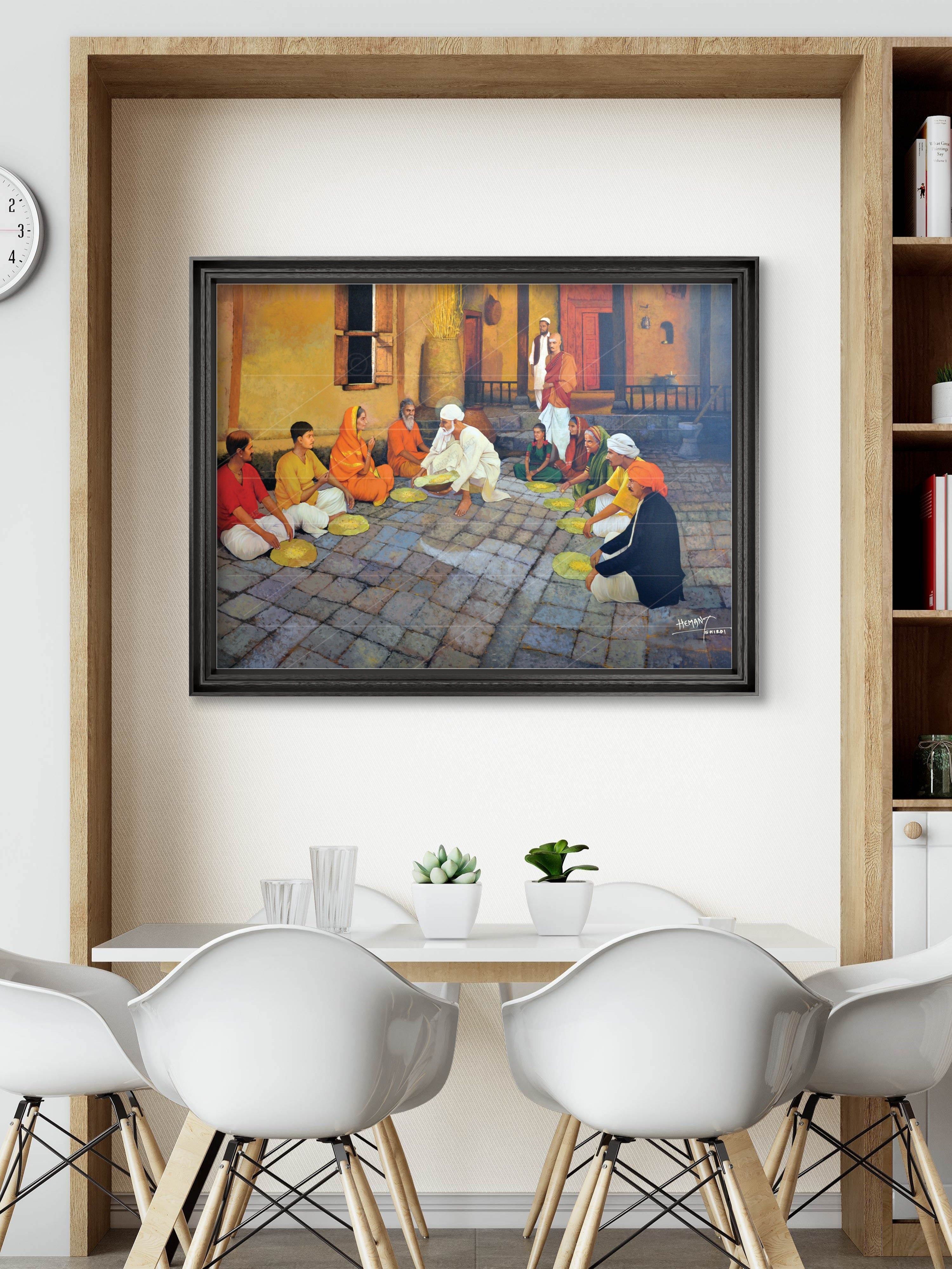 Shirdi Sai Baba Cooking Food in Dwarkamai Photo HD Canvas Print | Sai Baba Handi Wall Art – Shirdi Saibaba Art Gallery
