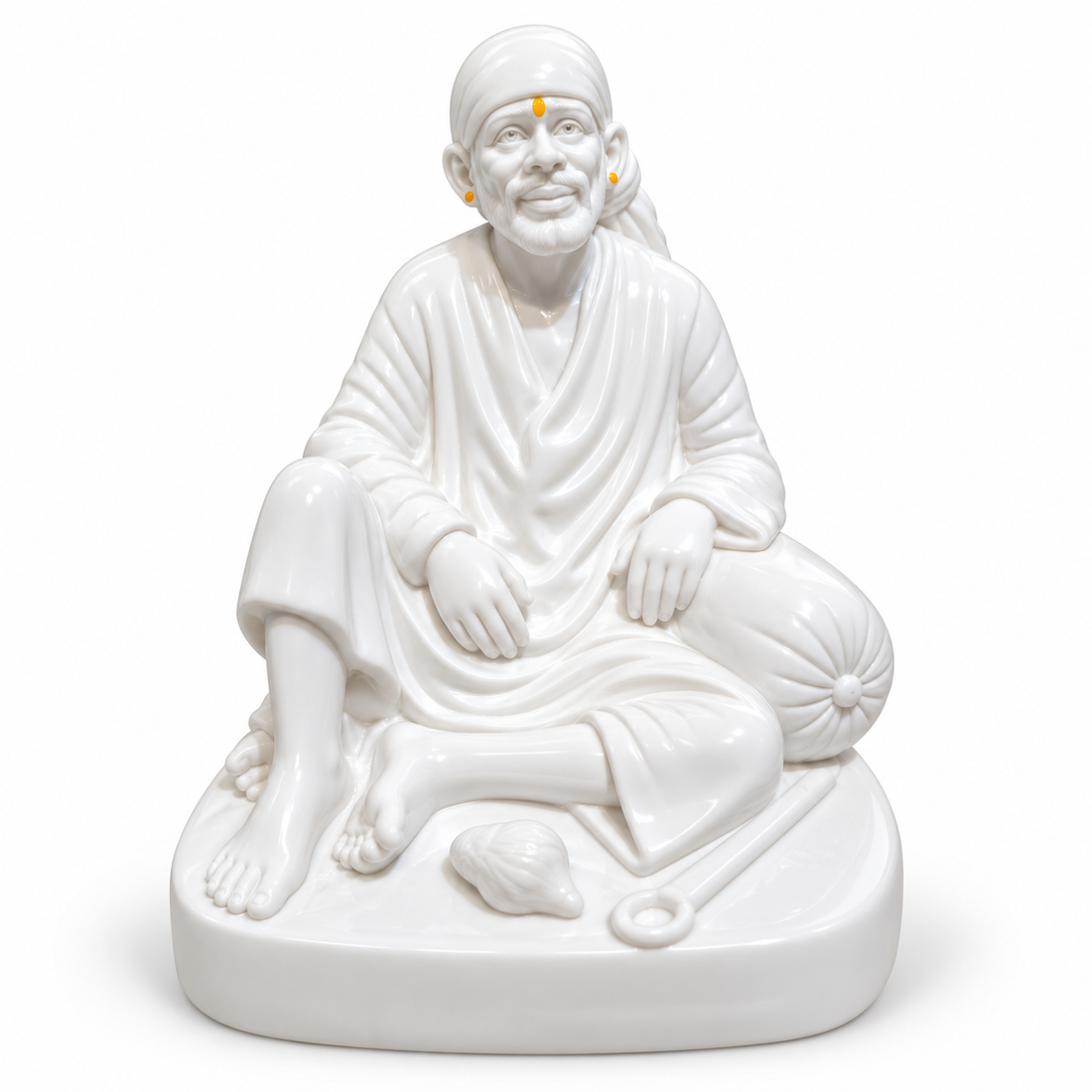 Shirdi Sai Baba Idol, White Dwarkamai Statue  4.5 inch | Hemant Art