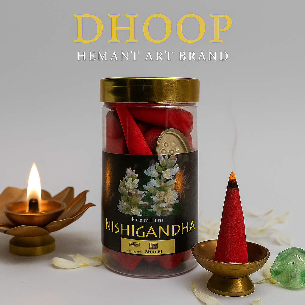 🌼 Hemant Art – Nishigandha Premium Dhoop Cones/ Night Blooming Jasmine – Divine Fragrance for Peaceful Spaces