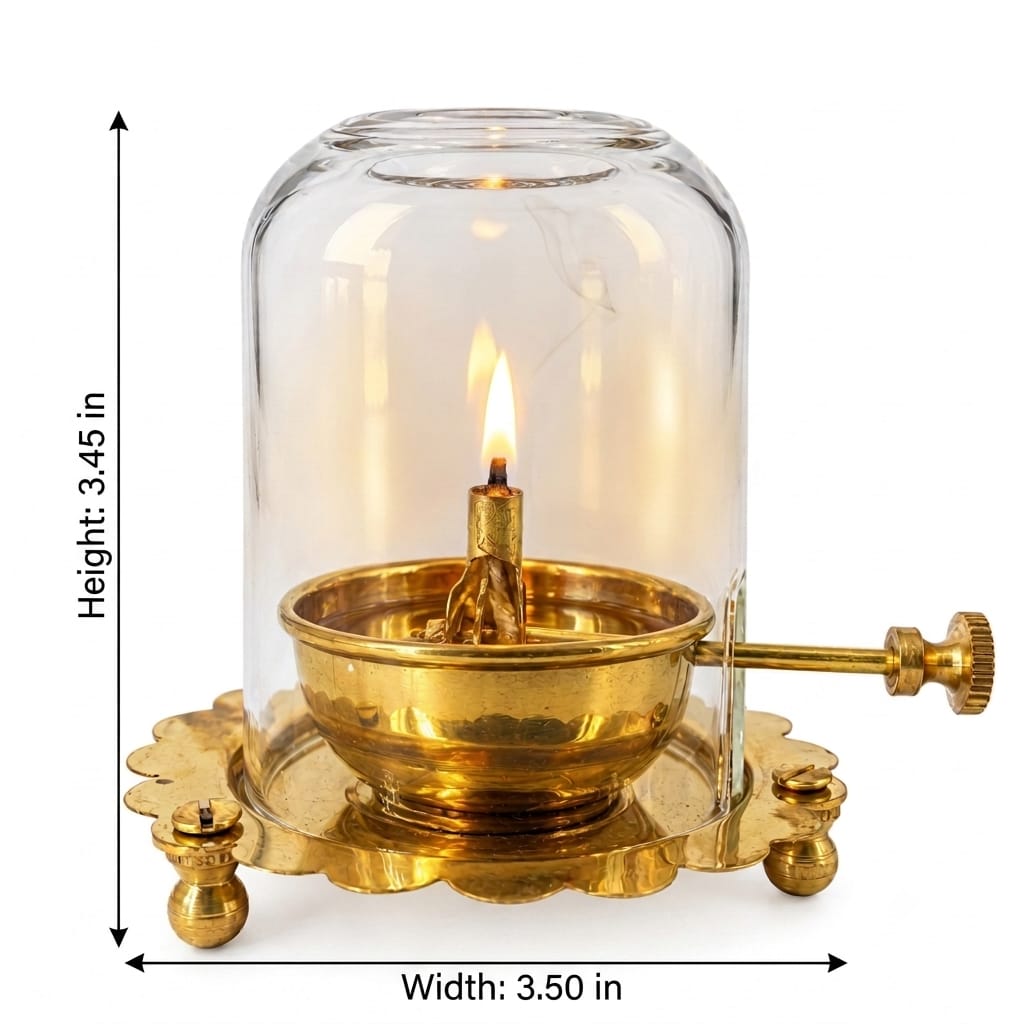 Brass Akhand Diya with Glass Cover