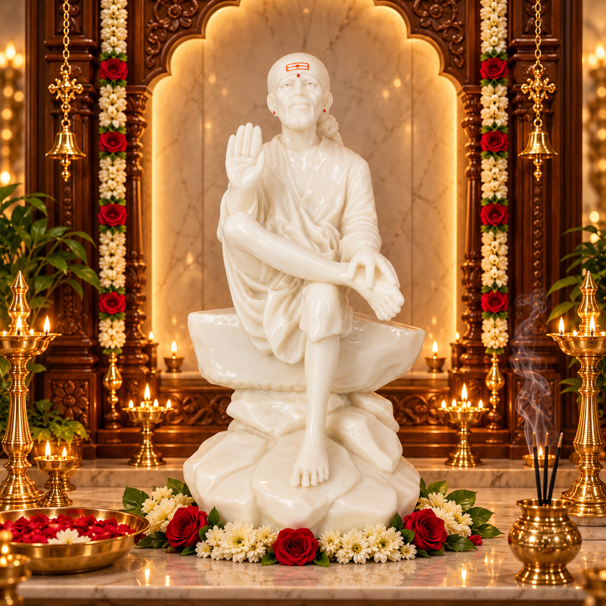 Saibaba Ashirwad on Stone Marble Idol 5no