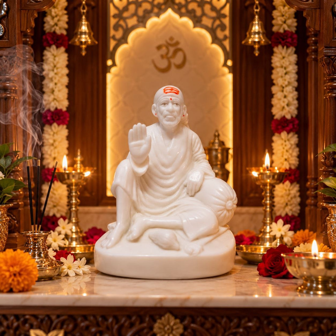 Sai Baba Dwarkamai Ashirwad Marble Finish Idol 1no