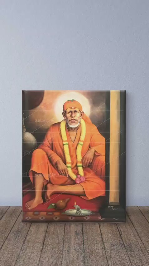 Shirdi Sai Baba  Dwarkamai Hand Painting Canvas Reprint photo, Picture/Poster