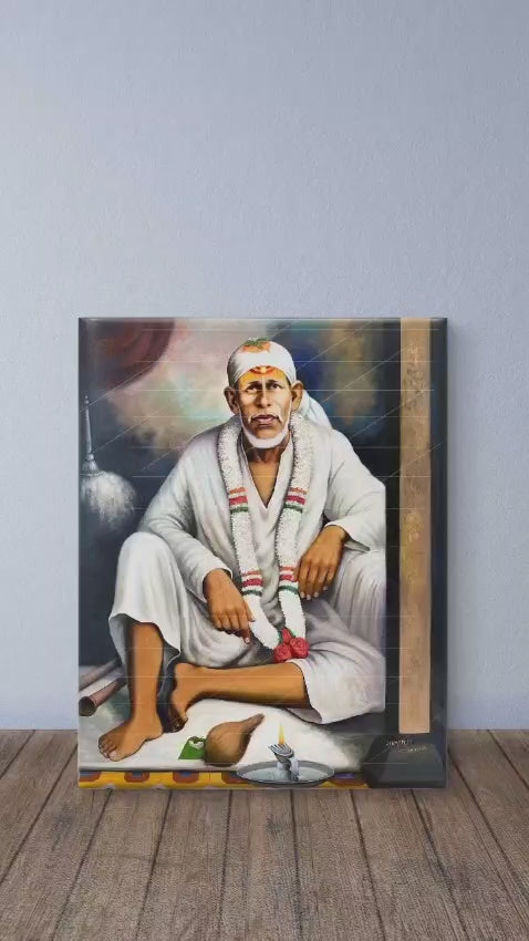Shirdi Sai Baba  Dwarkamai Hand Painting Canvas Reprint photo, Picture/Poster