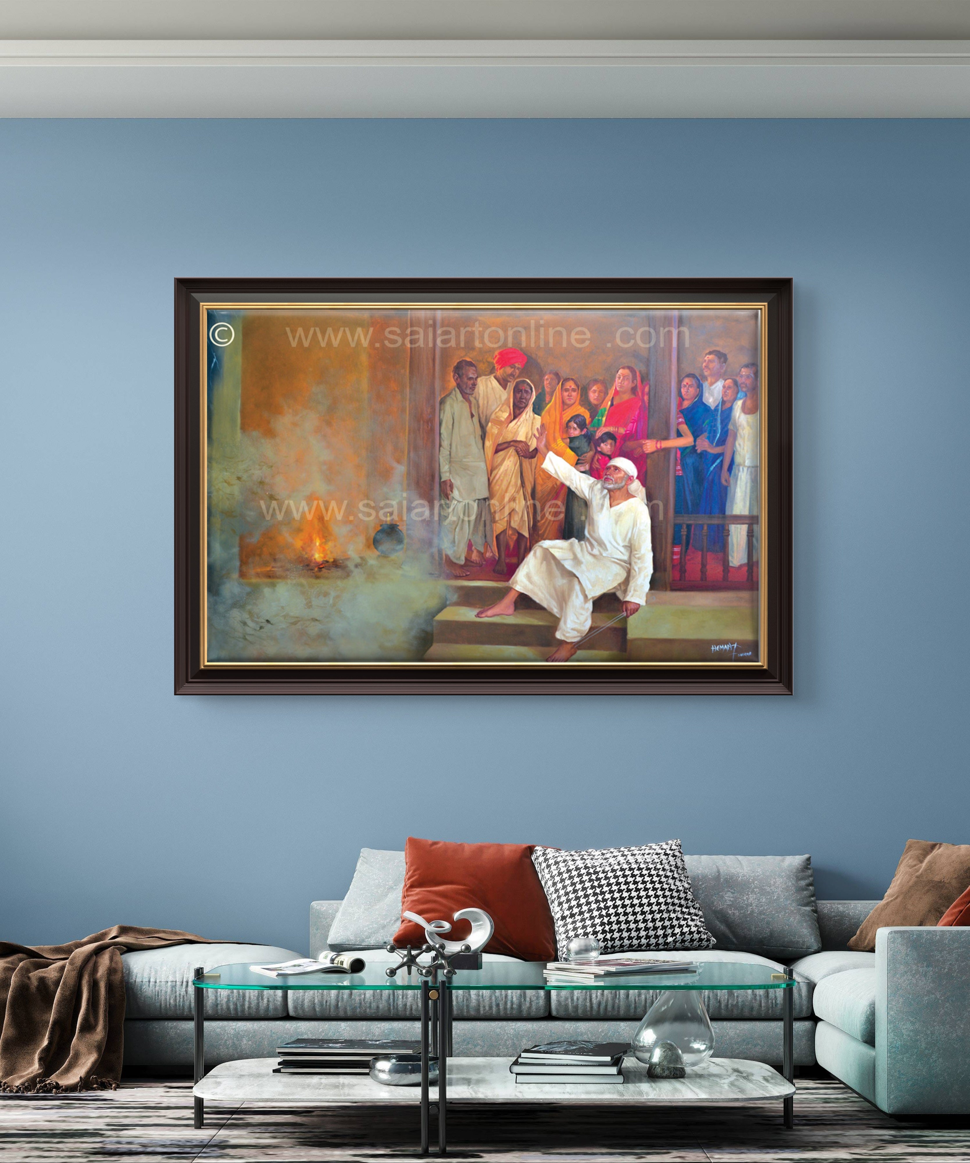 🖼️ Hemant Art Shirdi Sai Baba  Photo Frame Canvas Painting/Canvas Wall Art – Spiritual Home Decor for Puja Room & Meditation Space Success Active