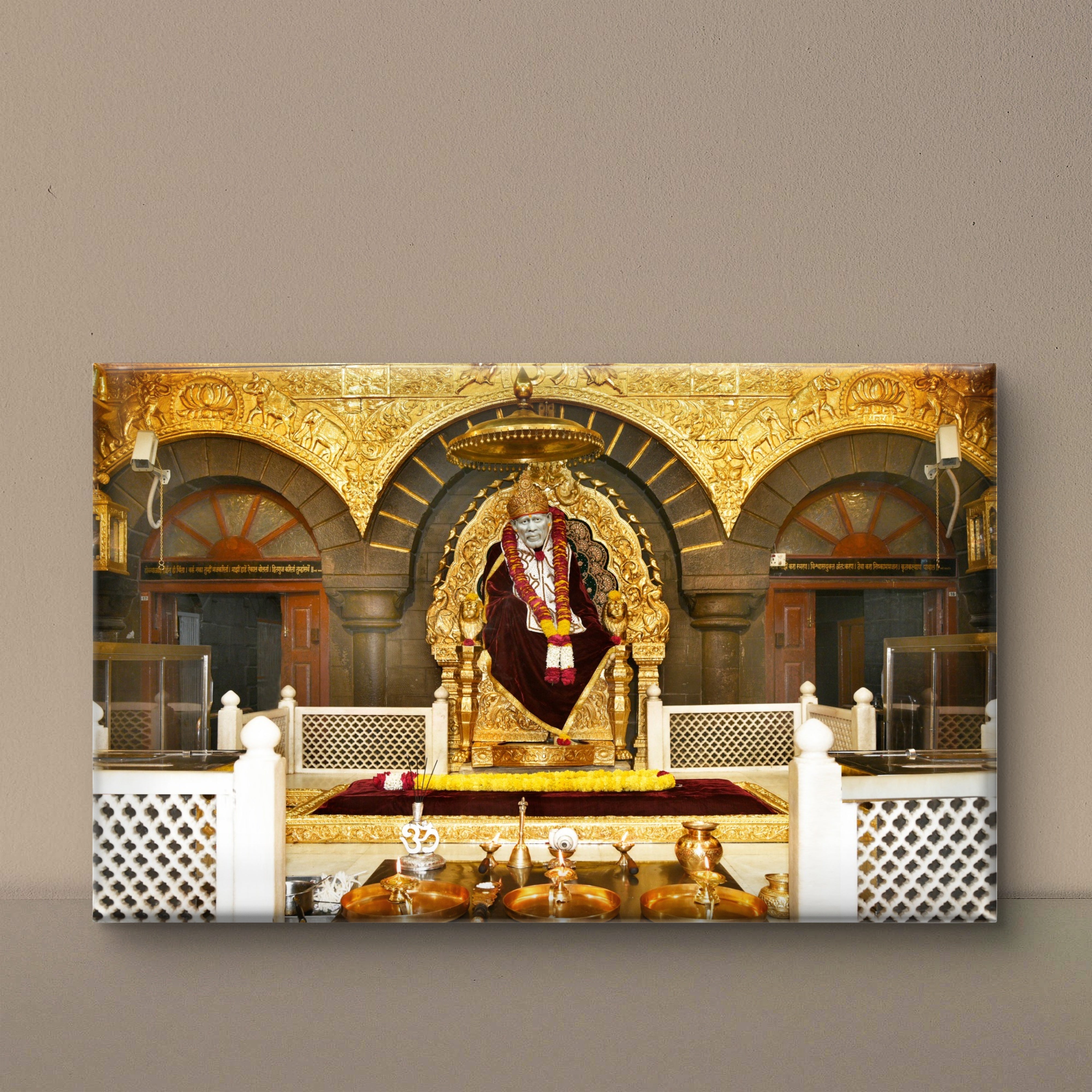 Hemant art Shirdi Sai Baba Samadhi Photo Canvas Wall Art – Spiritual Home Decor for Puja Room & Meditation Space