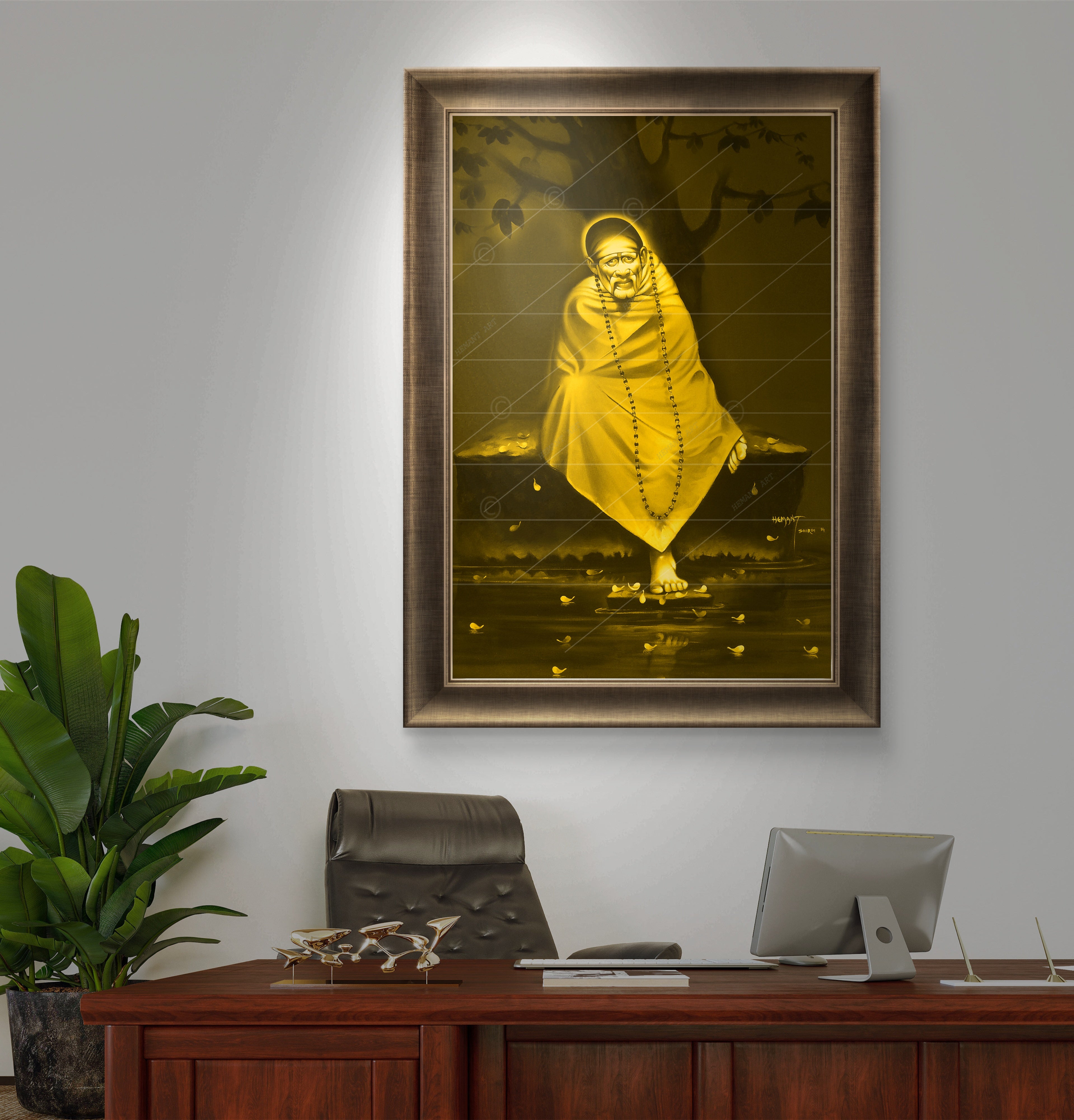 Hemant art Shirdi Sai Baba Samadhi Photo Canvas Wall Art – Spiritual Home Decor for Puja Room & Meditation Space