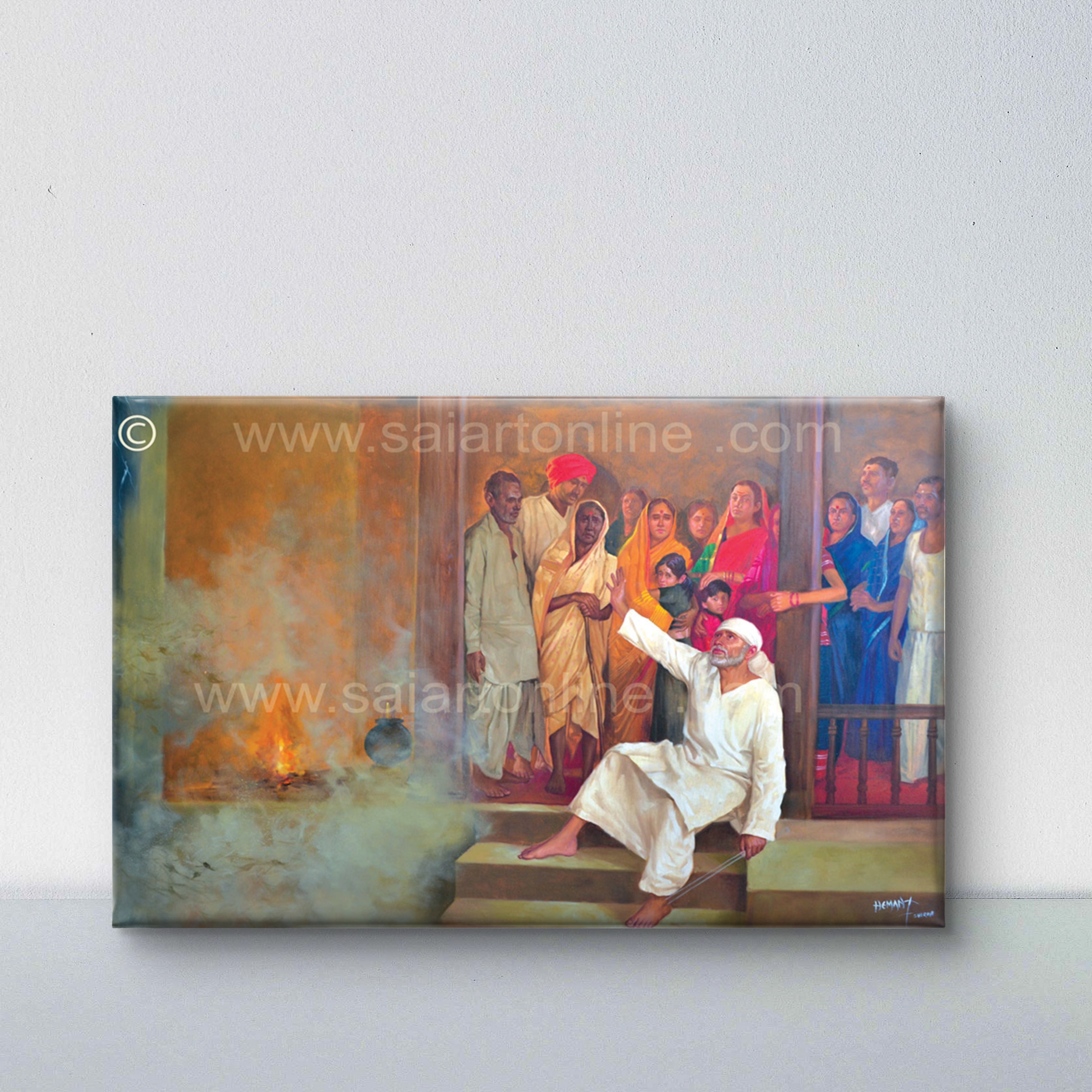 🖼️ Hemant Art Shirdi Sai Baba  Photo Frame Canvas Painting/Canvas Wall Art – Spiritual Home Decor for Puja Room & Meditation Space Success Active