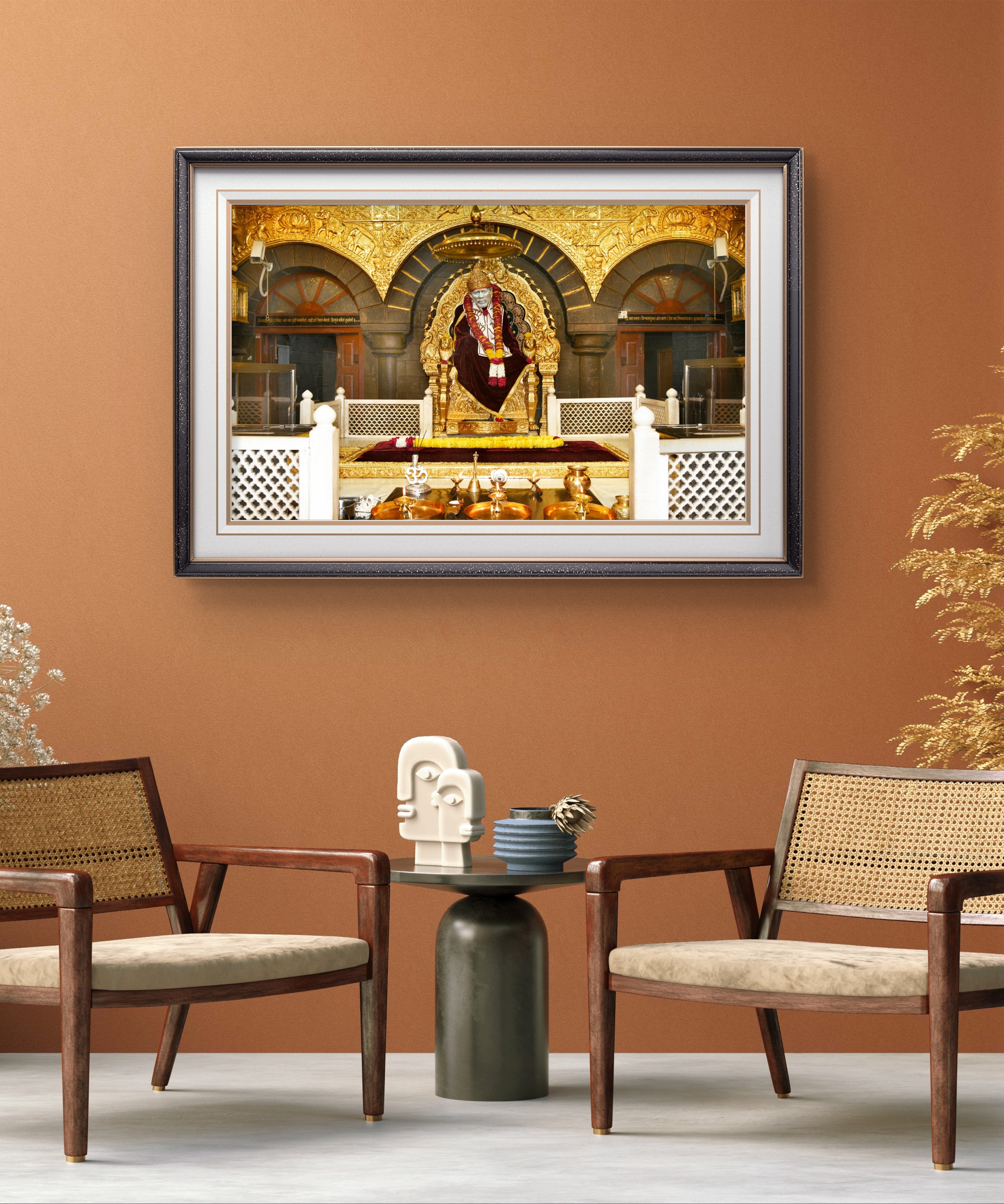 Hemant art Shirdi Sai Baba Samadhi Photo Canvas Wall Art – Spiritual Home Decor for Puja Room & Meditation Space