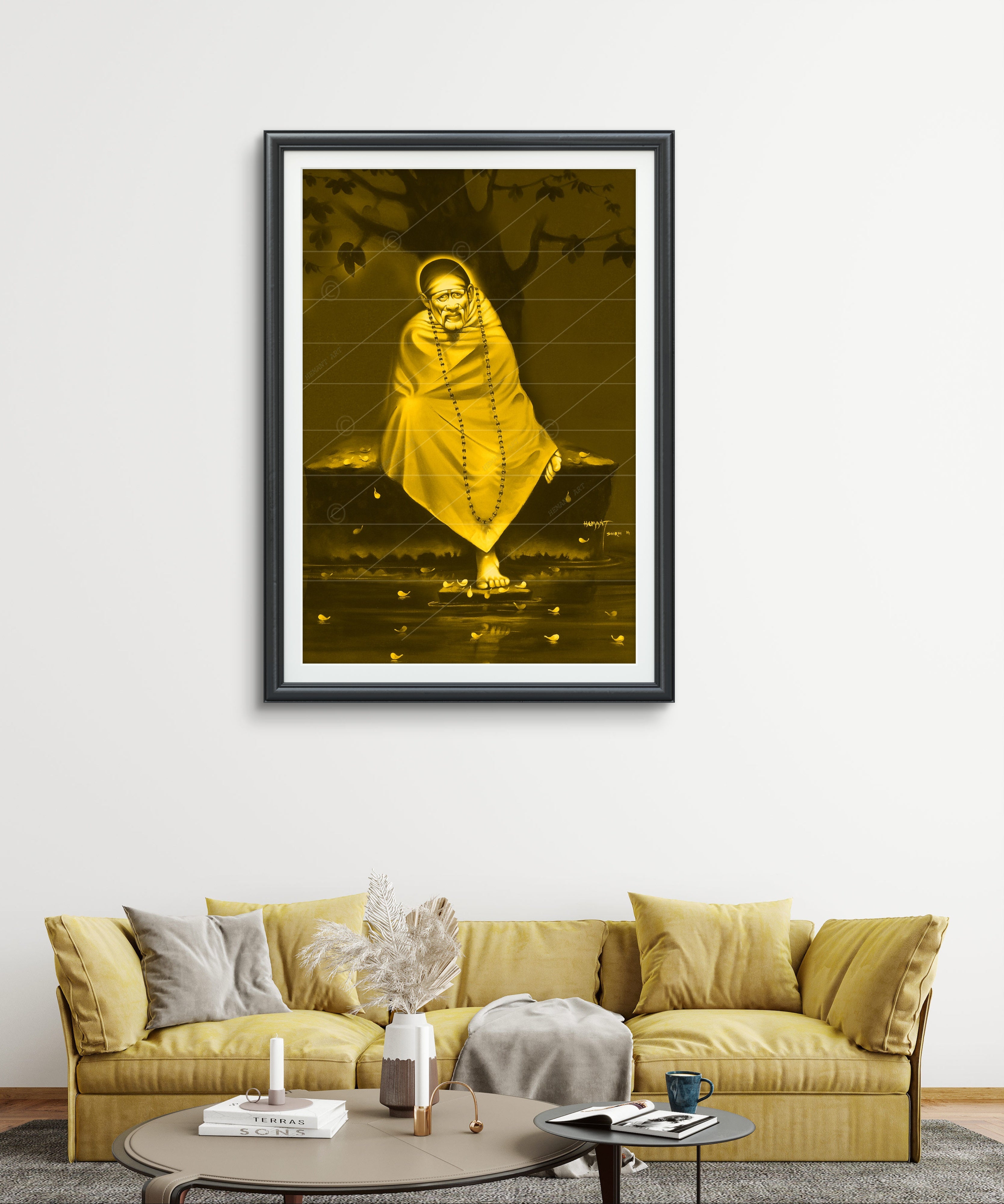 Hemant art Shirdi Sai Baba Samadhi Photo Canvas Wall Art – Spiritual Home Decor for Puja Room & Meditation Space