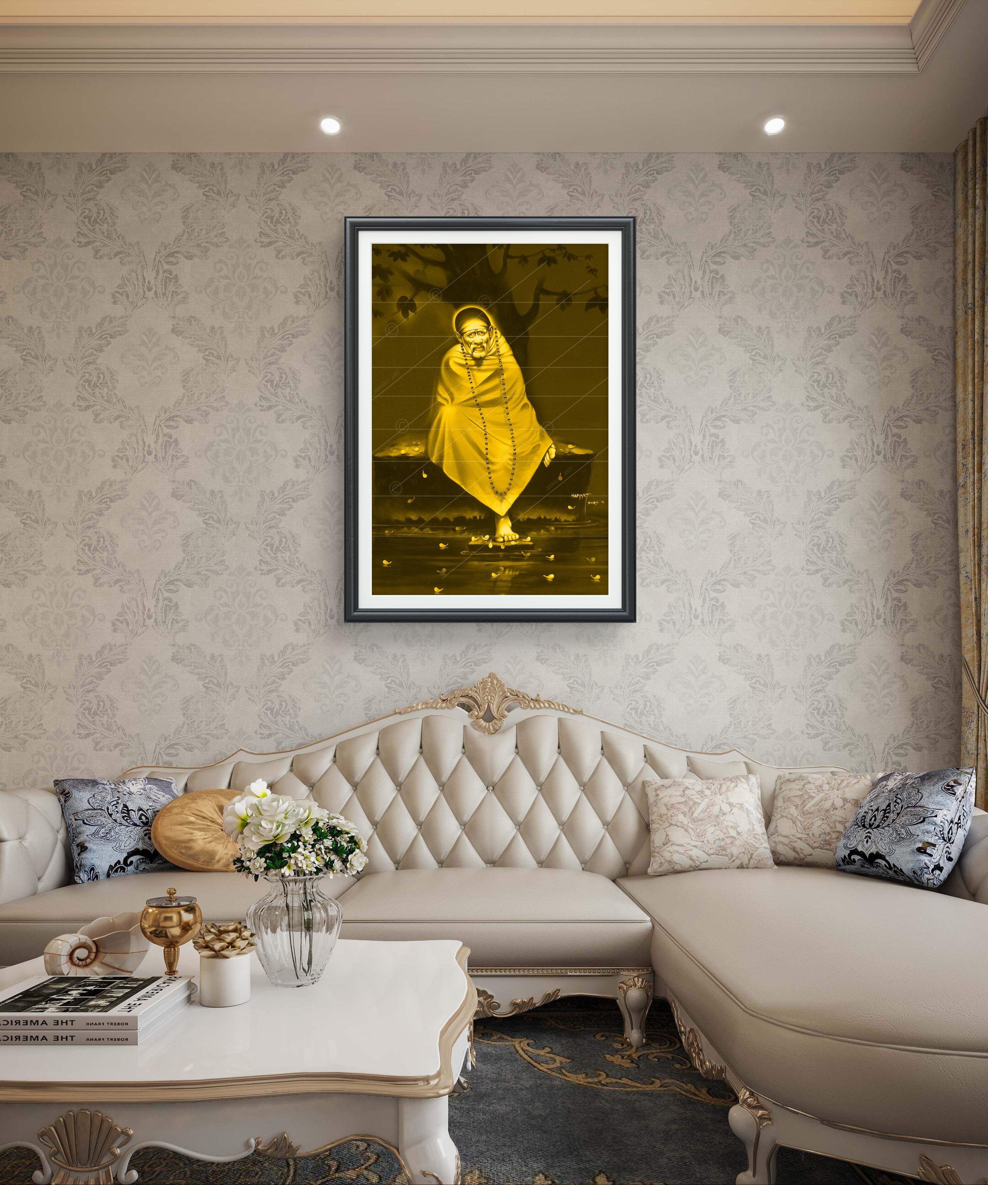 Hemant art Shirdi Sai Baba Samadhi Photo Canvas Wall Art – Spiritual Home Decor for Puja Room & Meditation Space