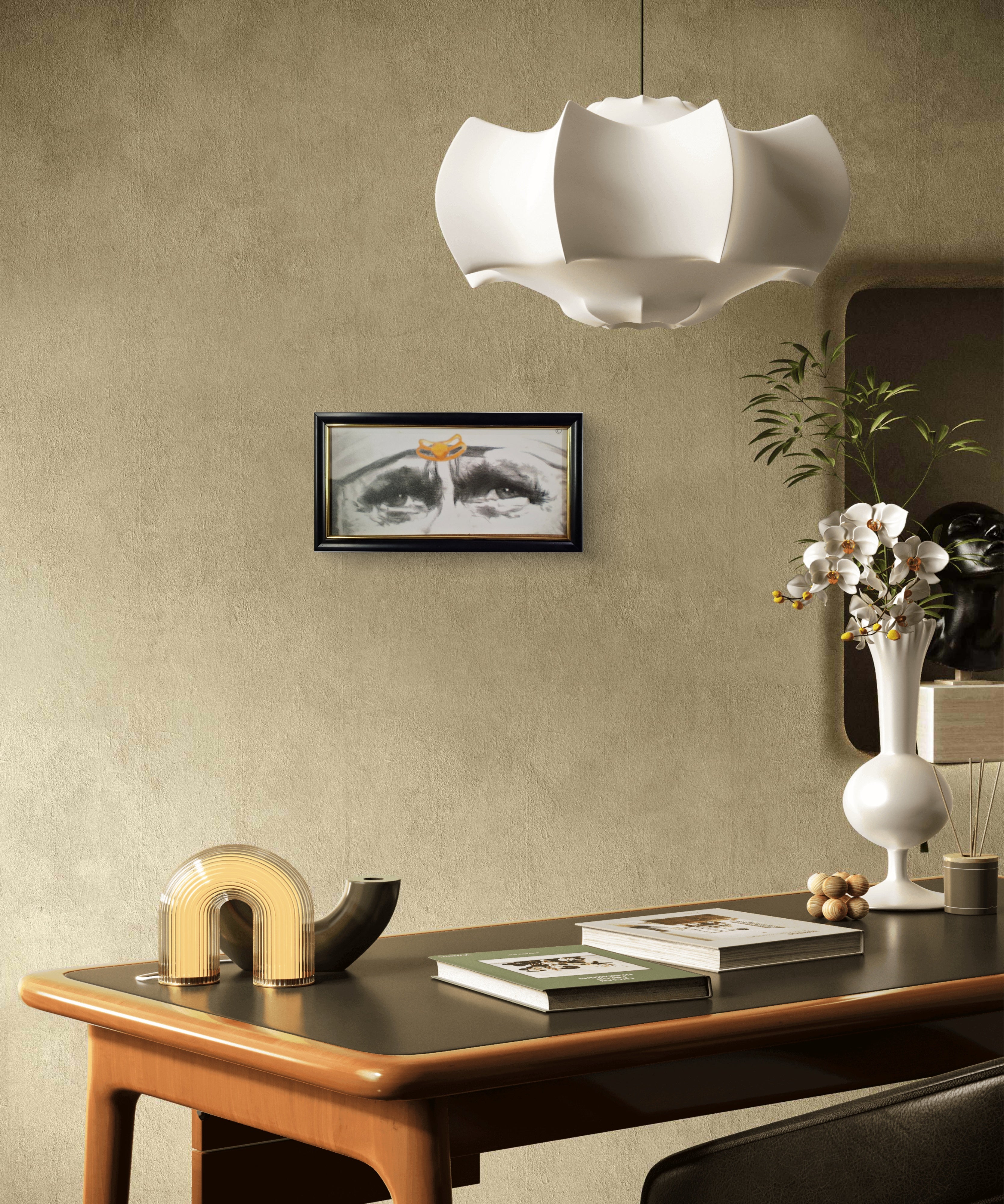 Hemant art Lord Sai Baba Religious Blessing Eyes With Italian Fiber Waterproof Imported  and Meditation CD - 15x30