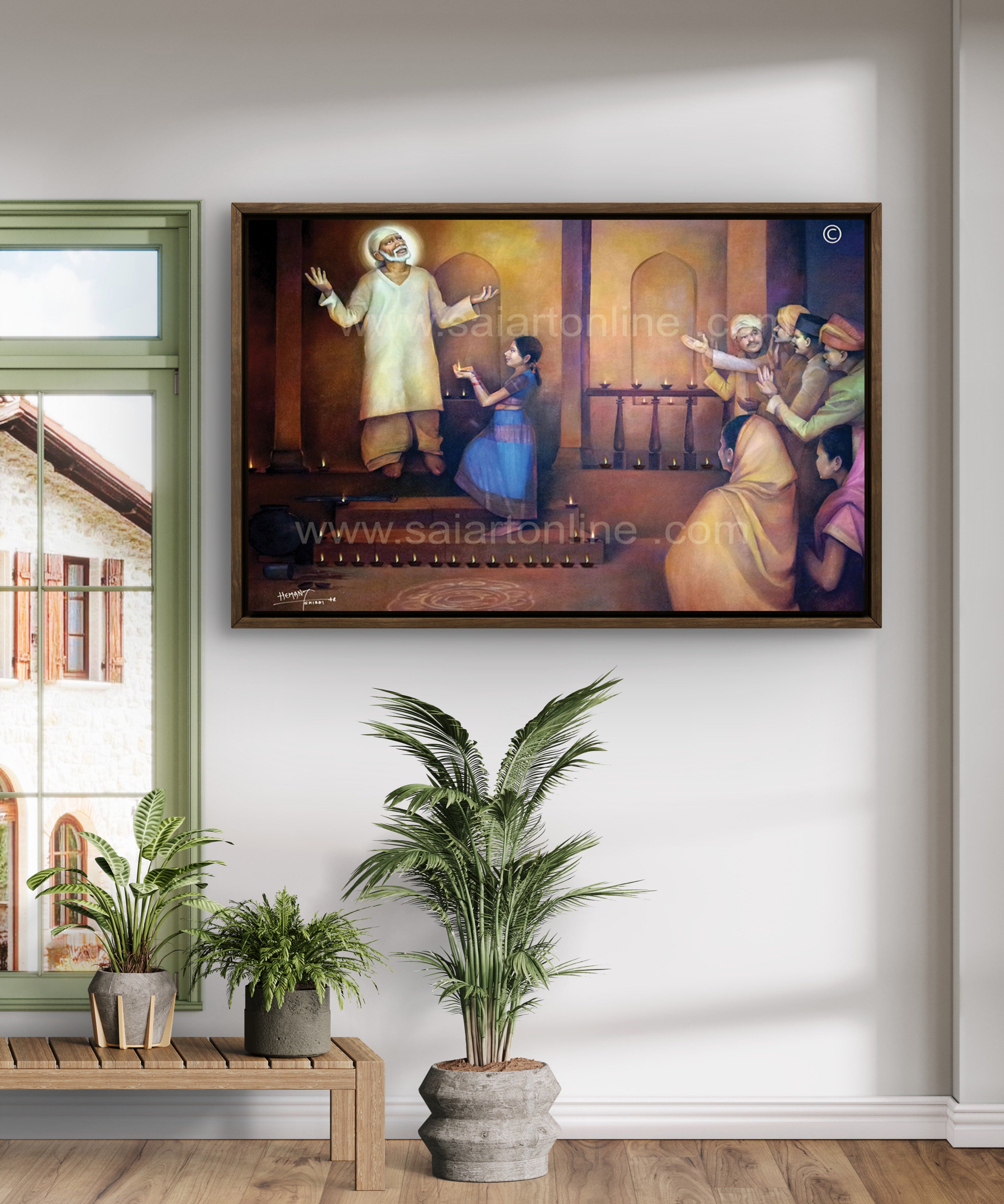 🖼️ Hemant Art Shirdi Sai Baba  Photo Frame Canvas Painting/Canvas Wall Art – Spiritual Home Decor for Puja Room & Meditation Space Success Active