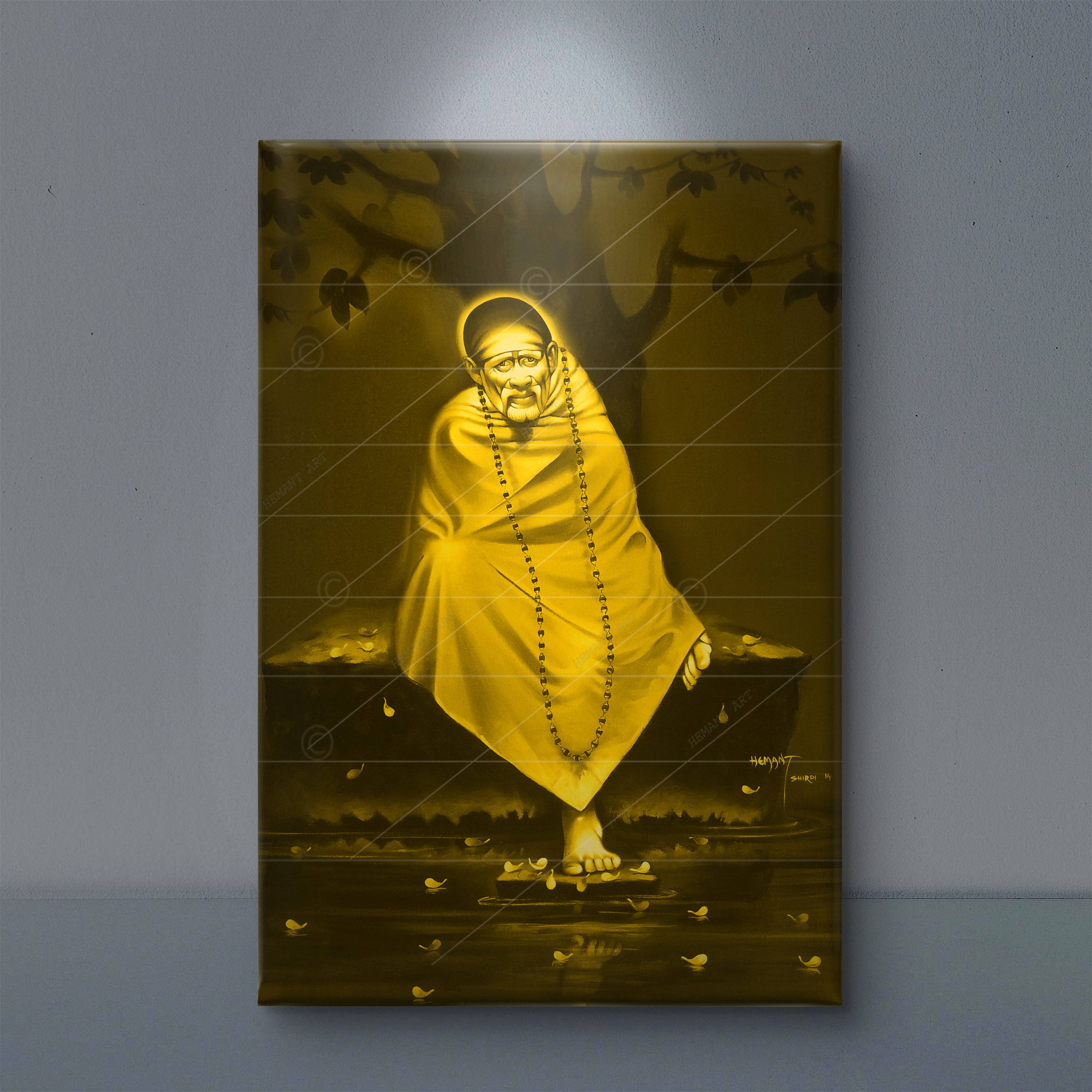 Hemant art Shirdi Sai Baba Samadhi Photo Canvas Wall Art – Spiritual Home Decor for Puja Room & Meditation Space