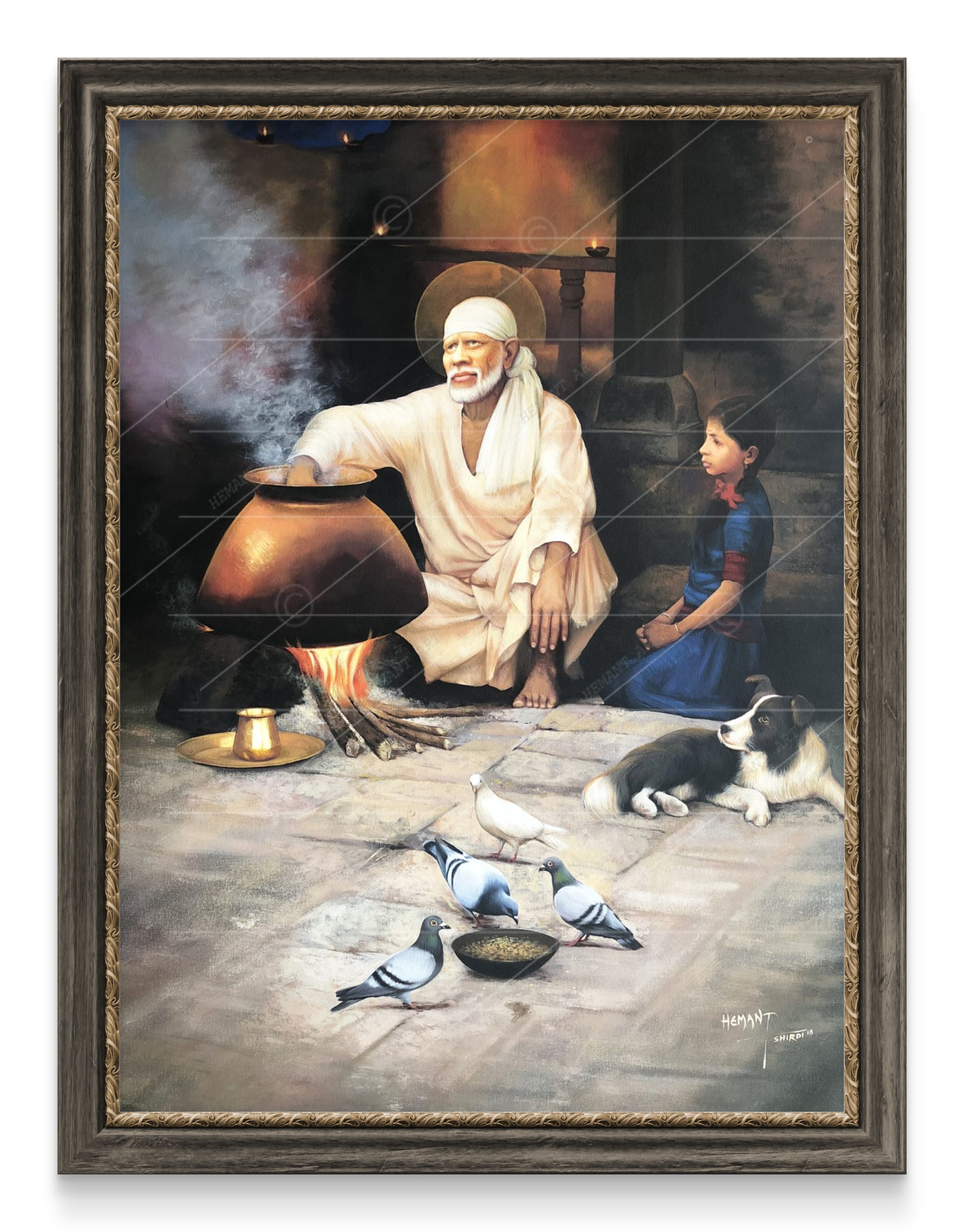 Shirdi Sai Baba Cooking Food in Dwarkamai Photo HD Canvas Print | Sai Baba Handi Wall Art – Shirdi Saibaba Art Gallery