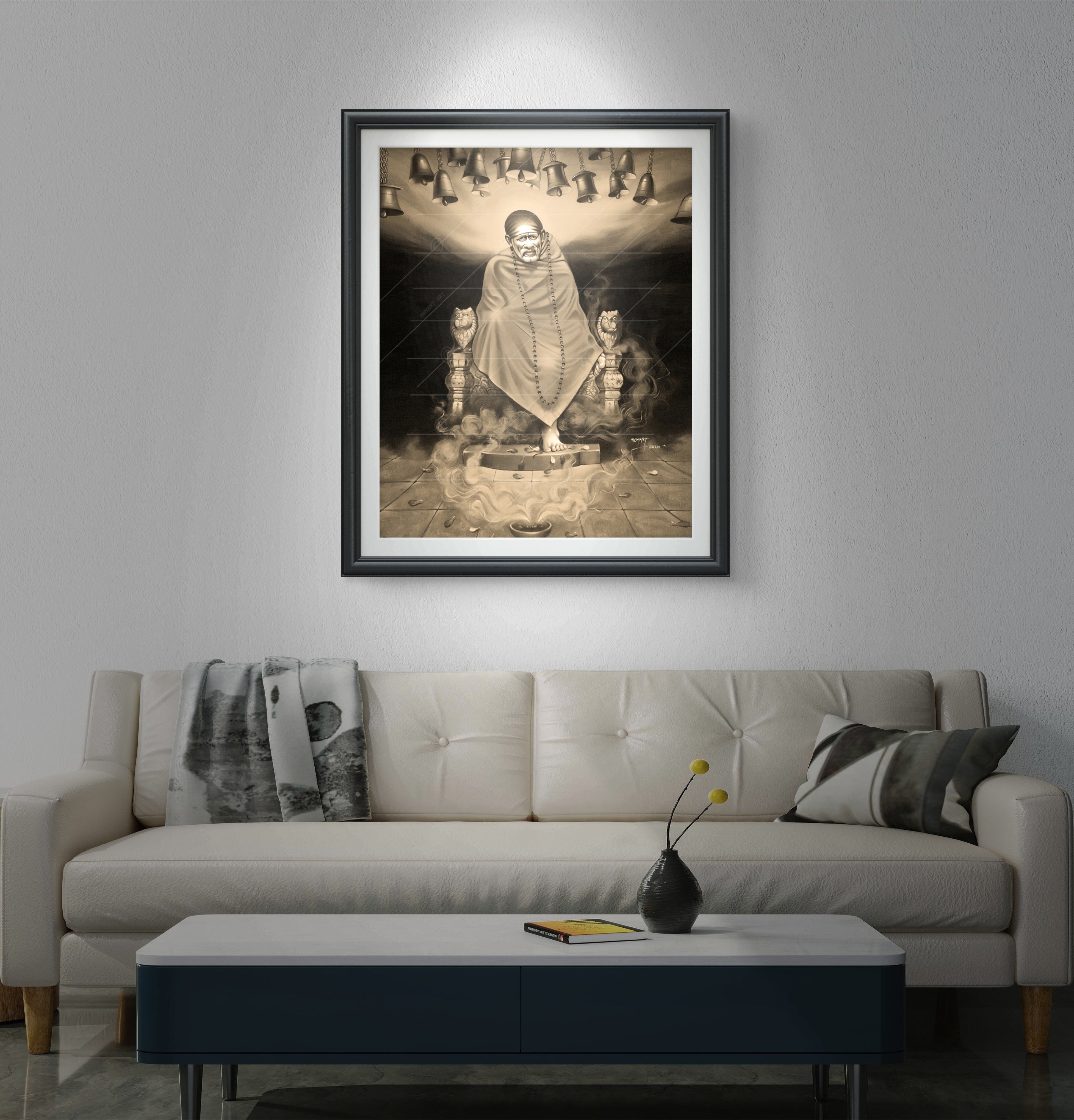 Hemant art Shirdi Sai Baba Samadhi Photo Canvas Wall Art – Spiritual Home Decor for Puja Room & Meditation Space