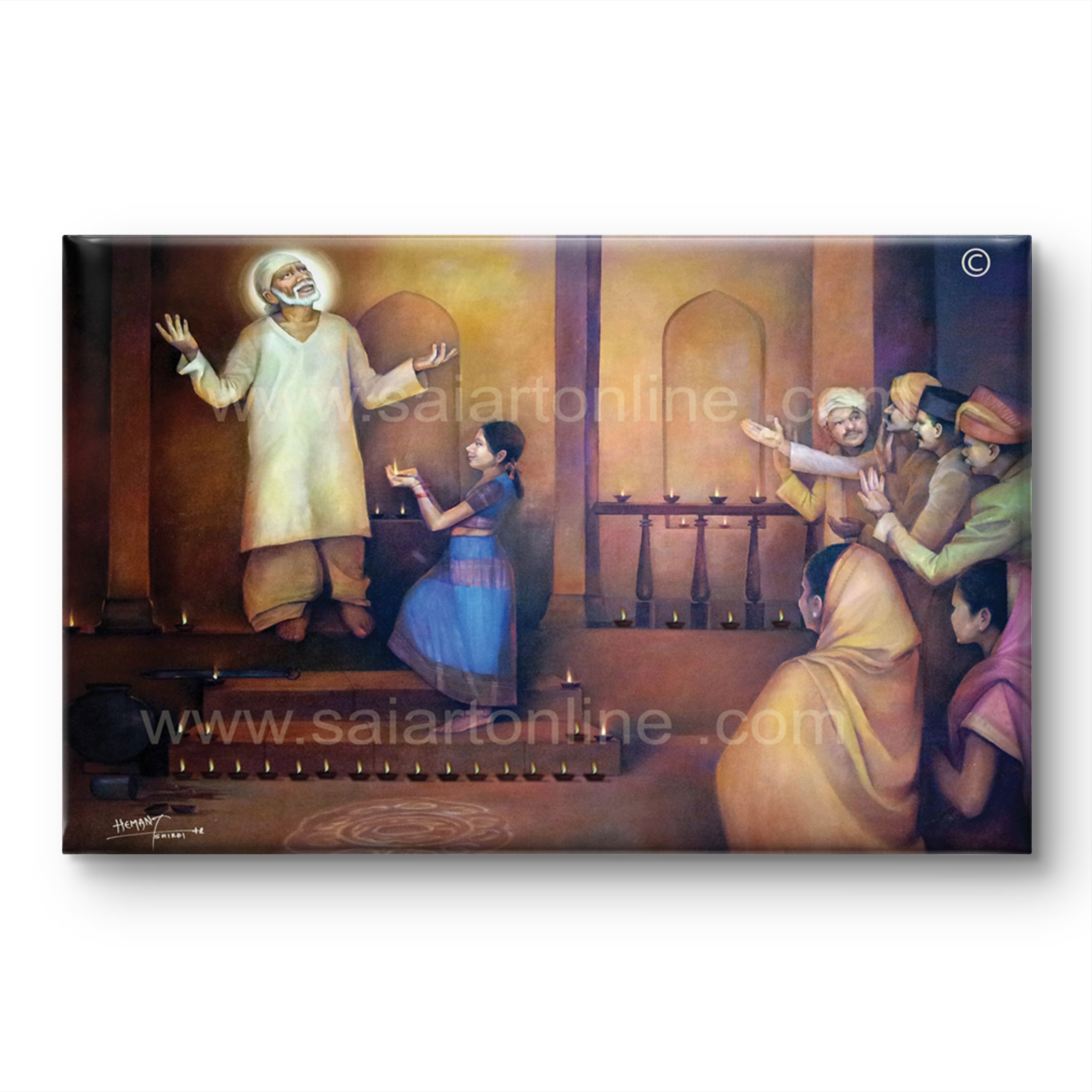 🖼️ Hemant Art Shirdi Sai Baba  Photo Frame Canvas Painting/Canvas Wall Art – Spiritual Home Decor for Puja Room & Meditation Space Success Active