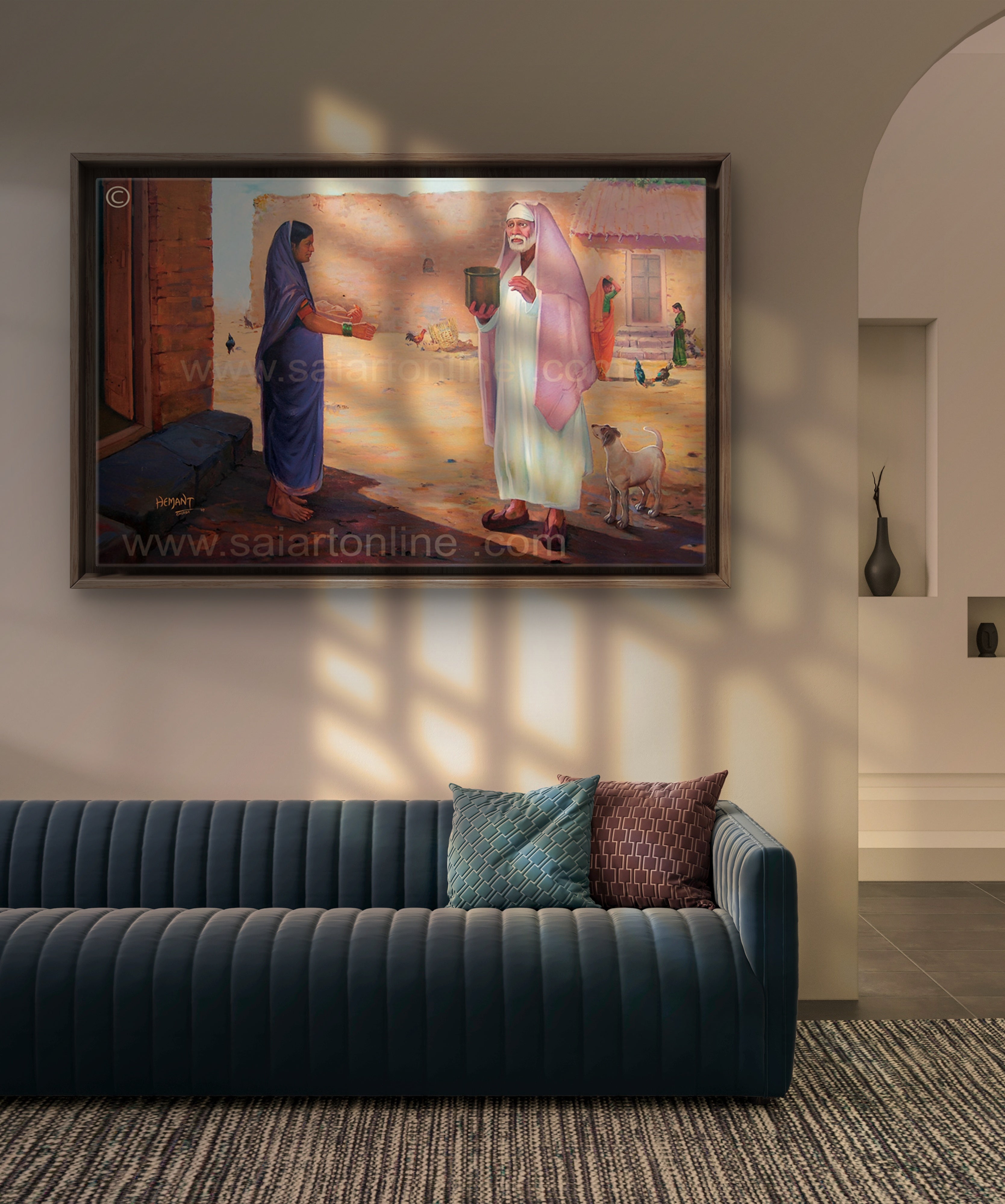 🖼️ Hemant Art Shirdi Sai Baba  Photo Frame Canvas Painting/Canvas Wall Art – Spiritual Home Decor for Puja Room & Meditation Space Success Active