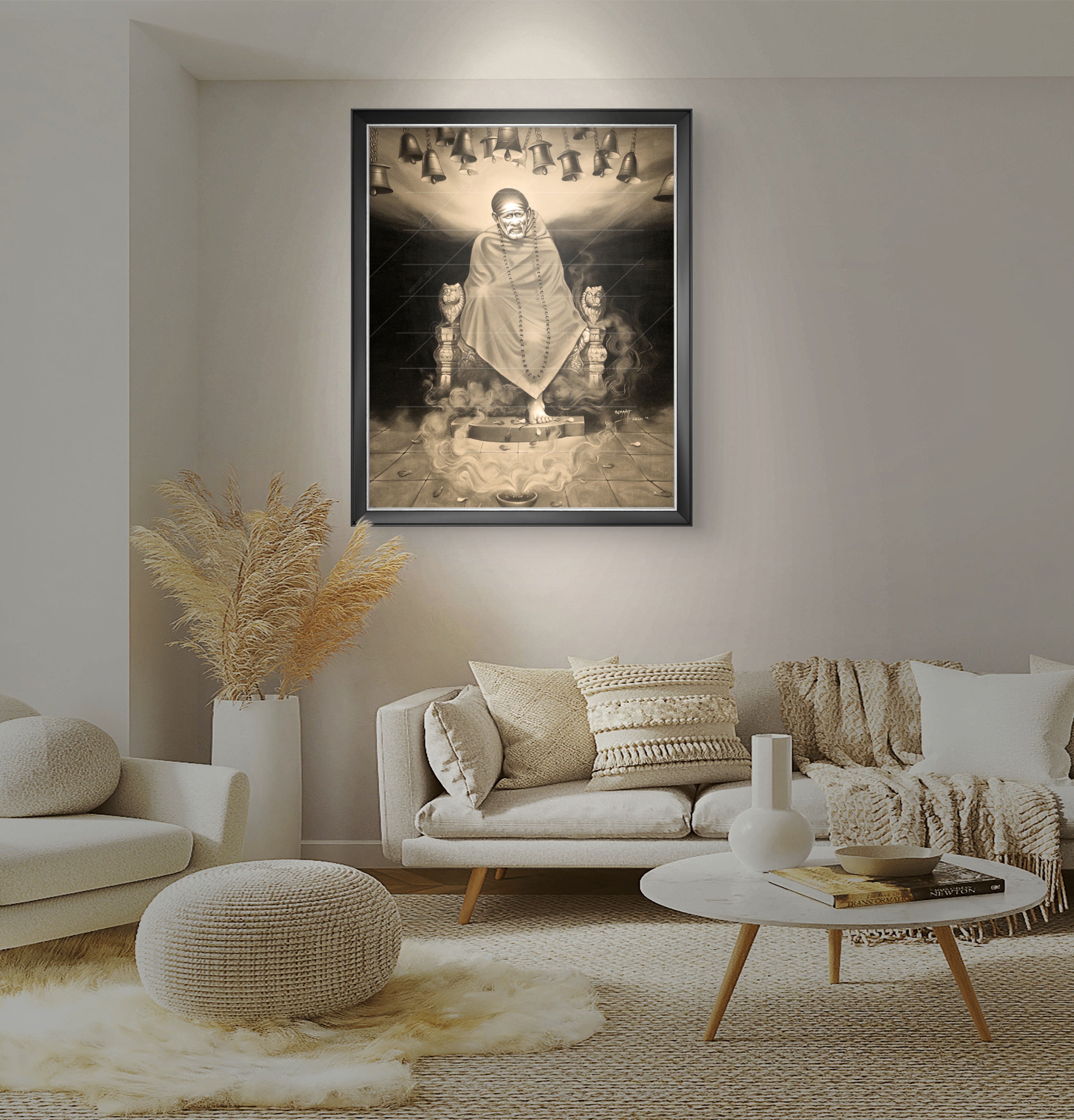Hemant art Shirdi Sai Baba Samadhi Photo Canvas Wall Art – Spiritual Home Decor for Puja Room & Meditation Space