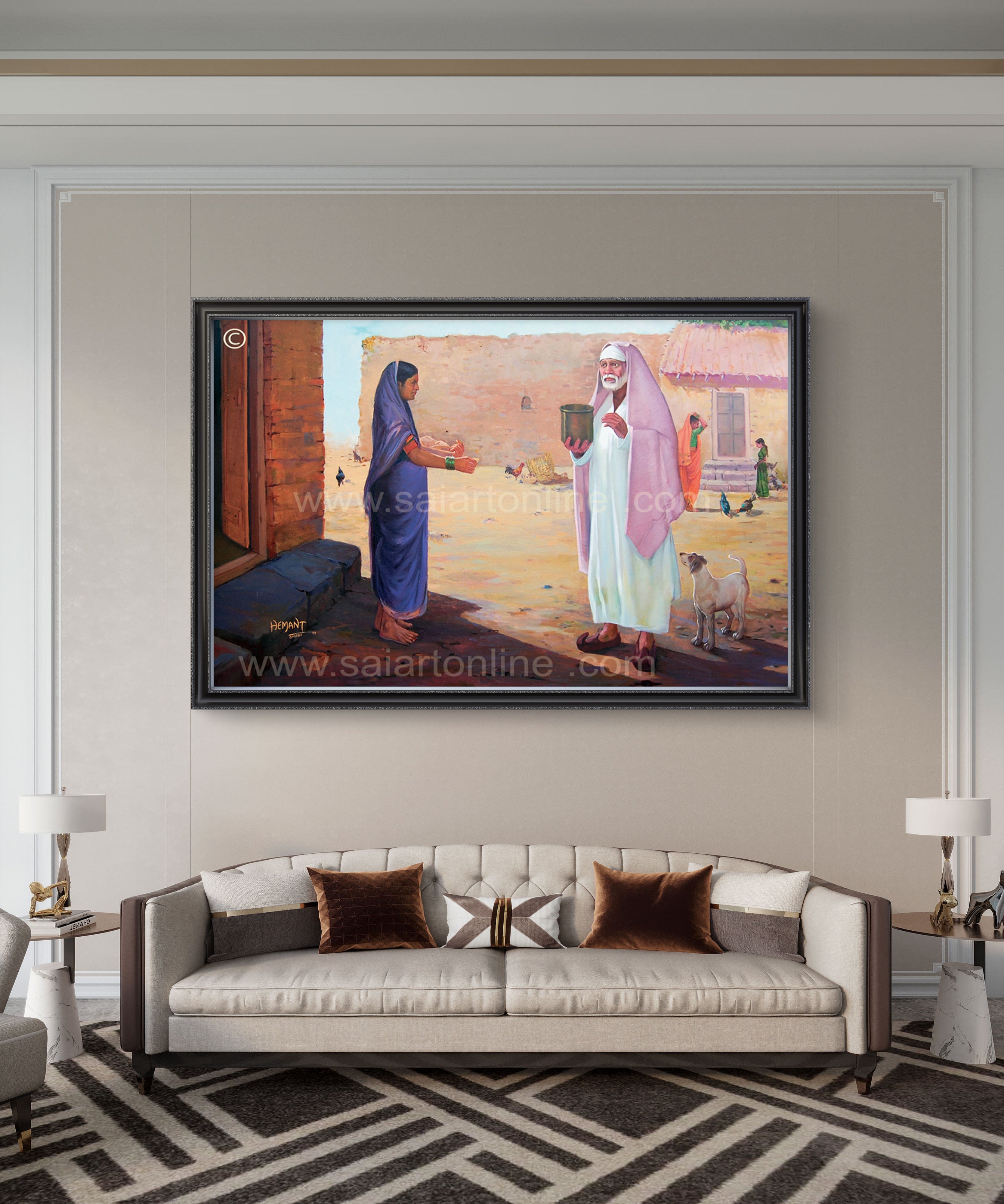 🖼️ Hemant Art Shirdi Sai Baba  Photo Frame Canvas Painting/Canvas Wall Art – Spiritual Home Decor for Puja Room & Meditation Space Success Active