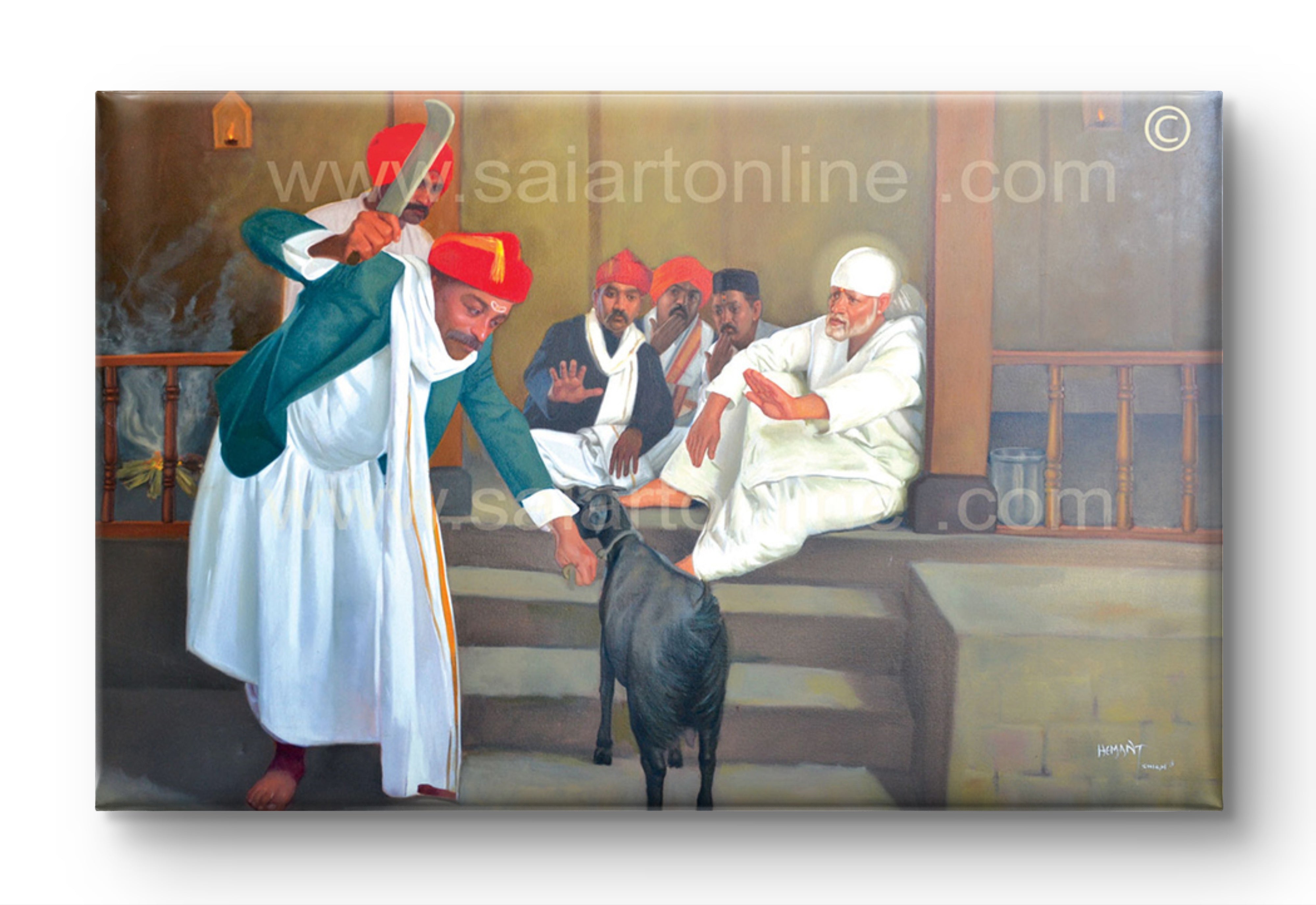 🖼️ Hemant Art Shirdi Sai Baba  Photo Frame Canvas Painting/Canvas Wall Art – Spiritual Home Decor for Puja Room & Meditation Space Success Active