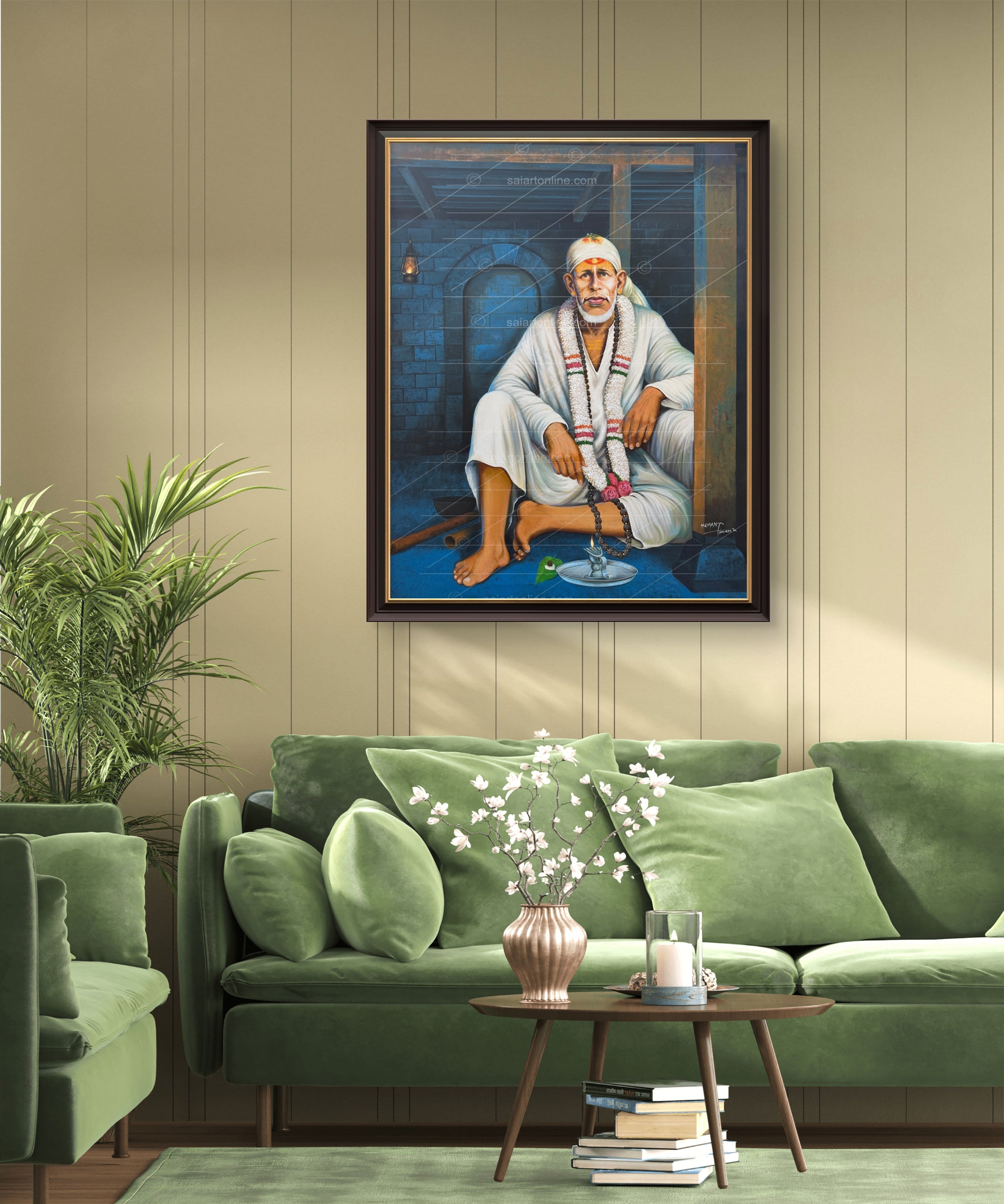 🕉️ Shirdi Sai Baba  Dwarkamai Hand Painting Canvas Reprint photo, Picture/Poster