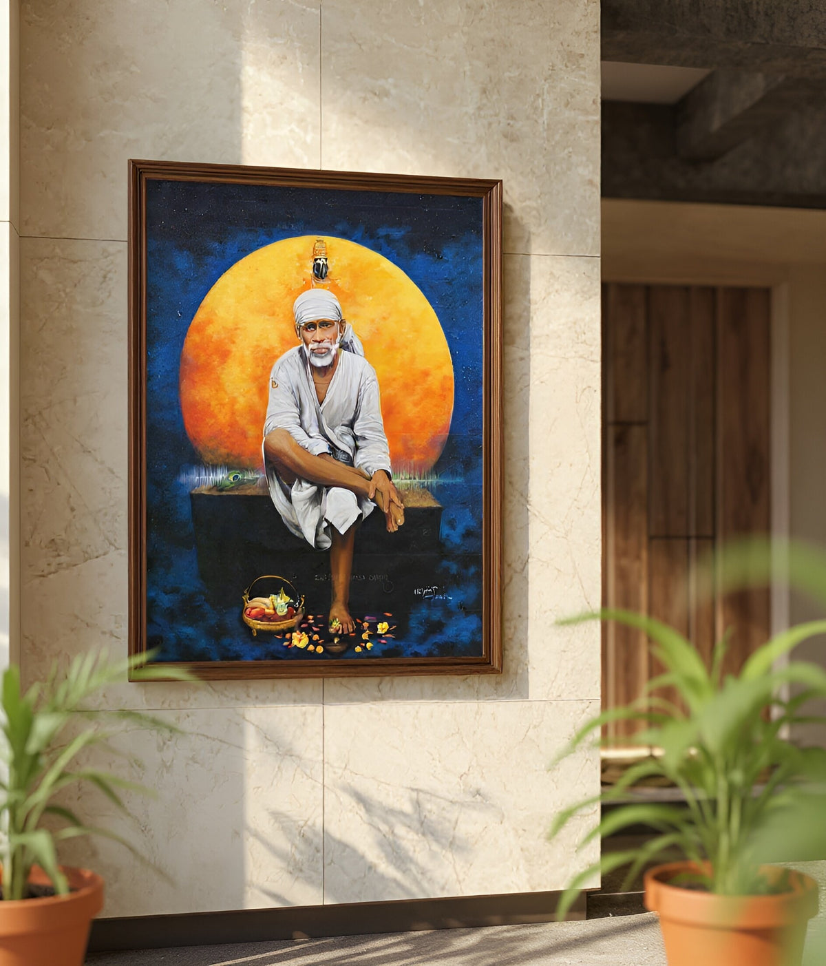 Saibaba & Vitthal Stone Canvas Print, Orange Sun Hemant Art