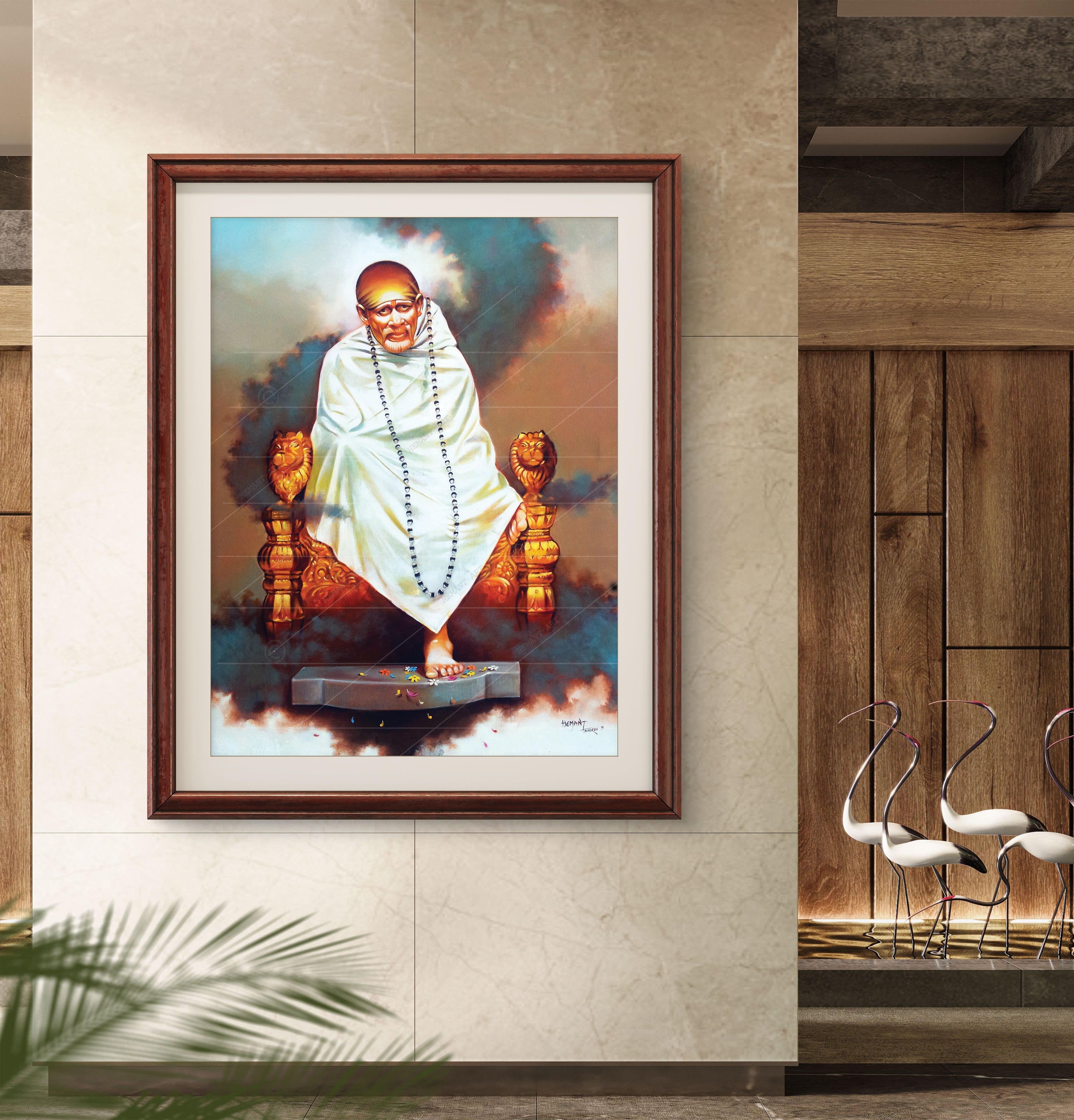 Hemant art Shirdi Sai Baba Samadhi Photo Canvas Wall Art – Spiritual Home Decor for Puja Room & Meditation Space