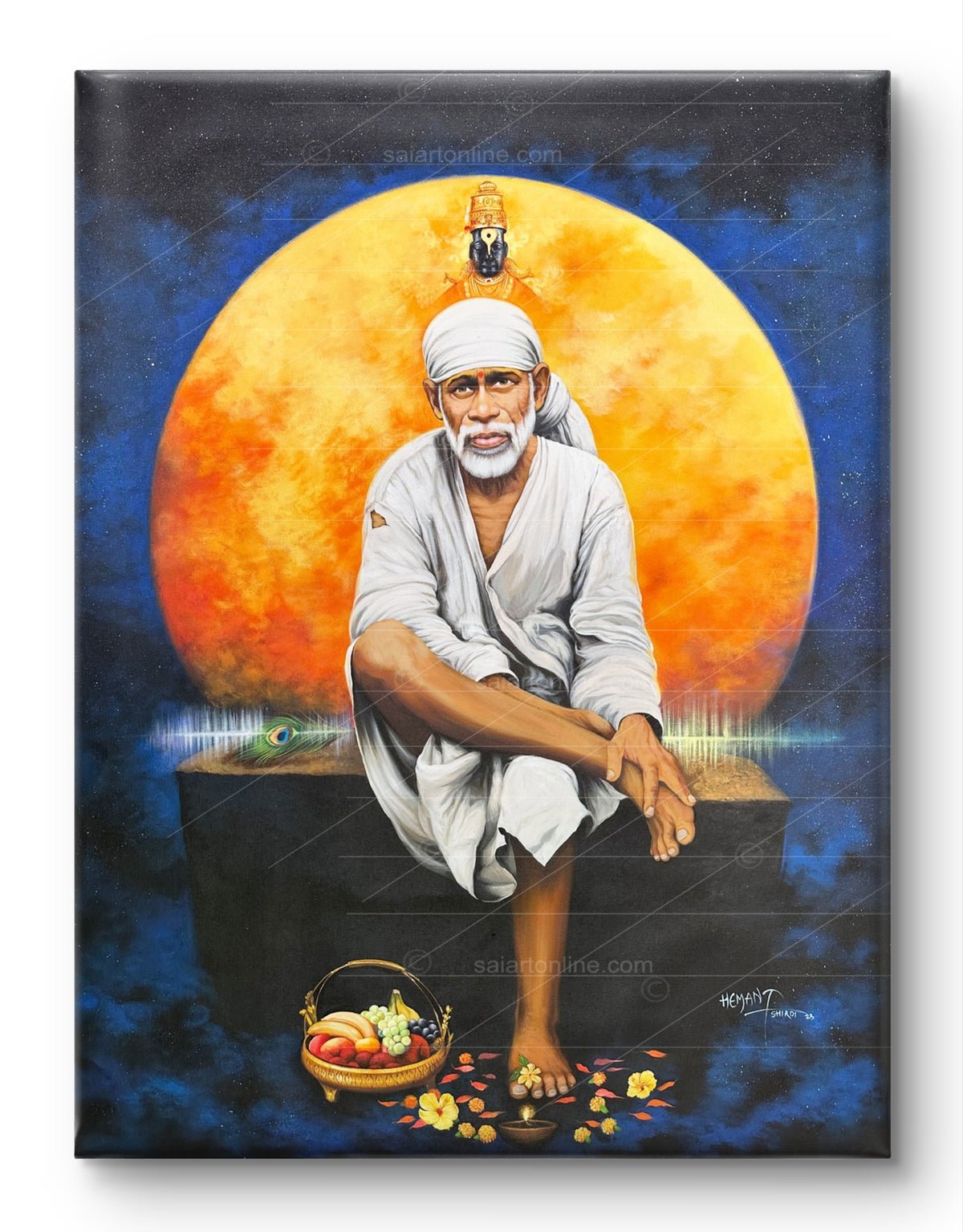 Saibaba & Vitthal Stone Canvas Print, Orange Sun Hemant Art