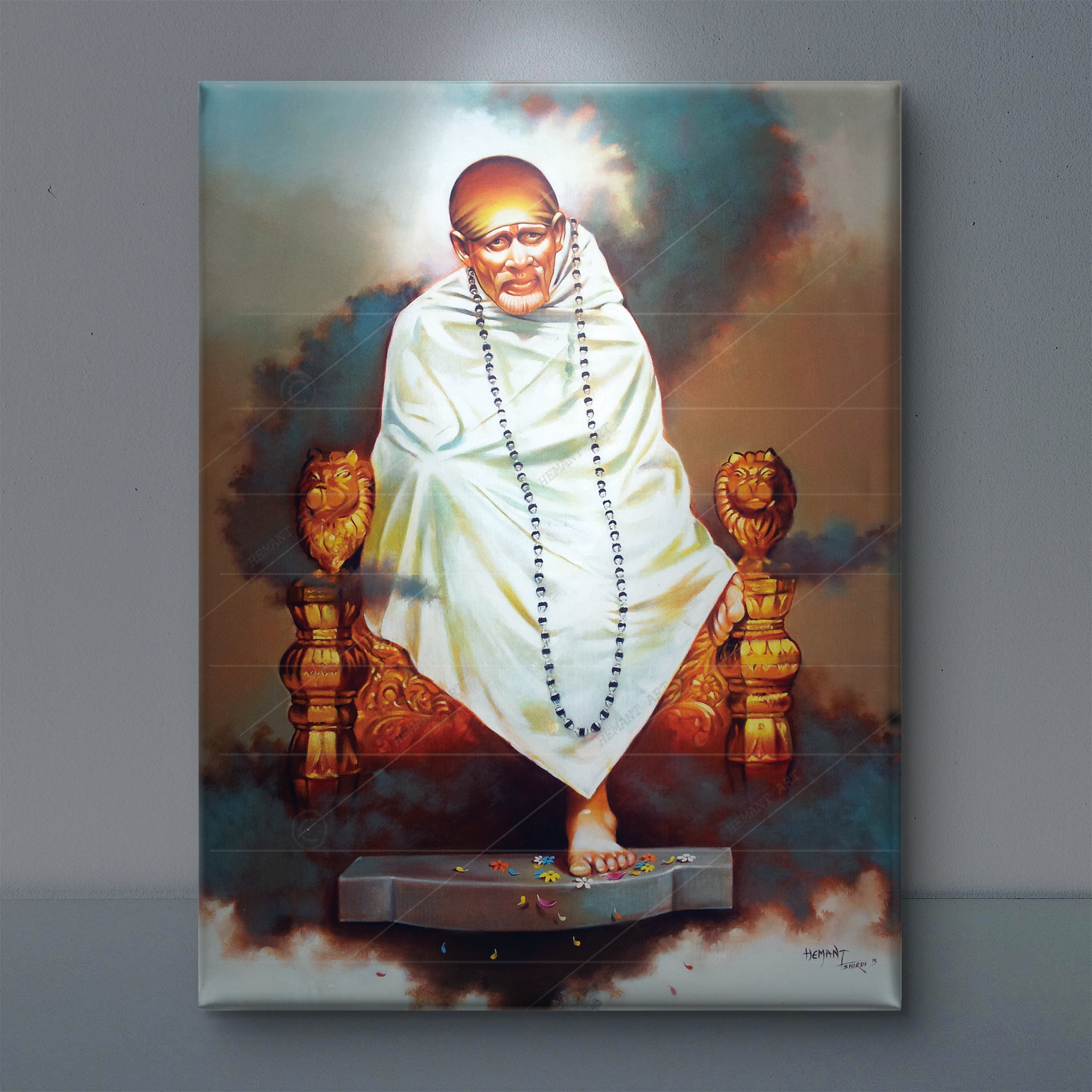 Hemant art Shirdi Sai Baba Samadhi Photo Canvas Wall Art – Spiritual Home Decor for Puja Room & Meditation Space