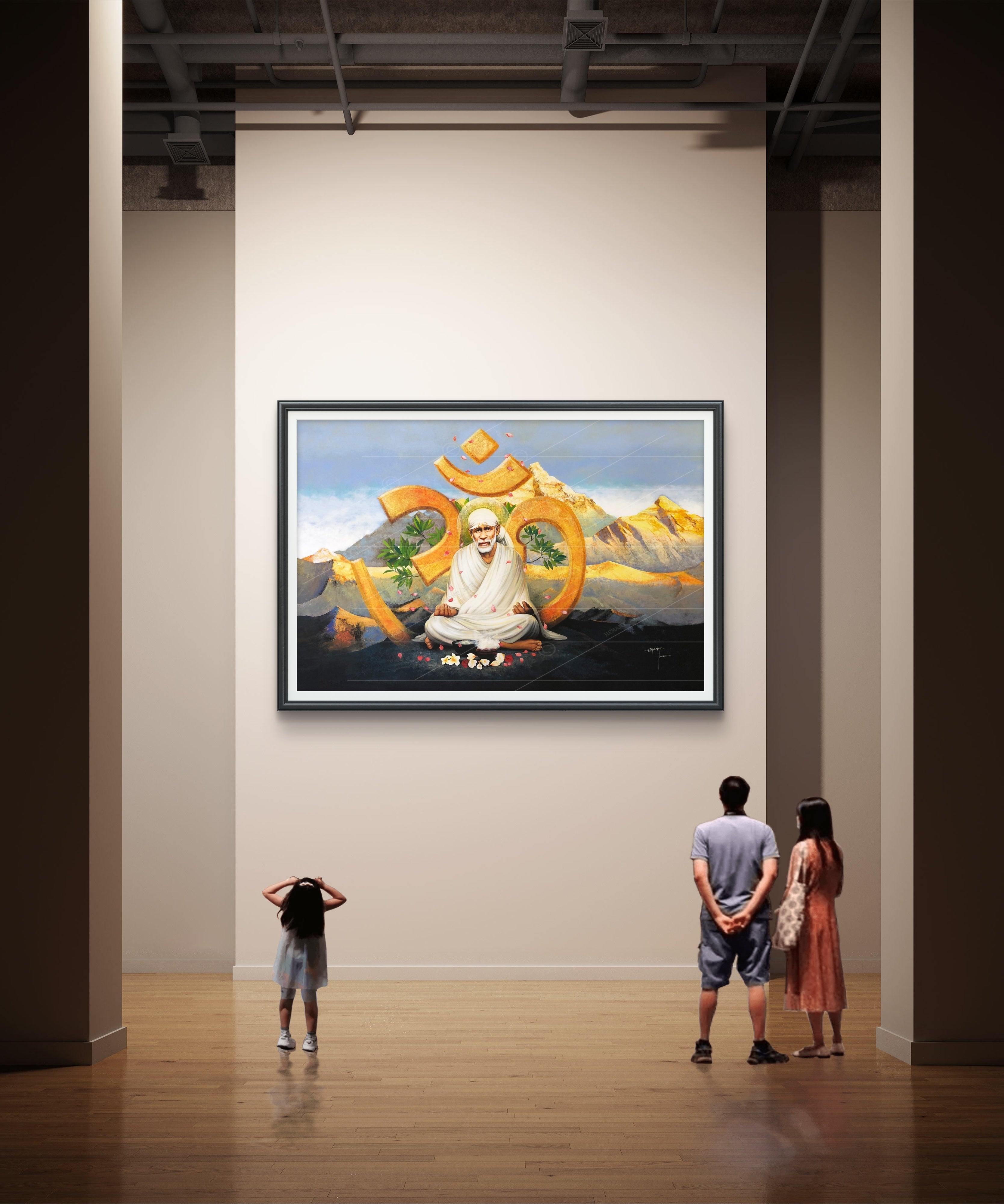 🖼️ Hemant Art Shirdi Sai Baba Meditation Photo Frame Canvas Painting/Canvas Wall Art – Spiritual Home Decor for Puja Room & Meditation Space Success Active