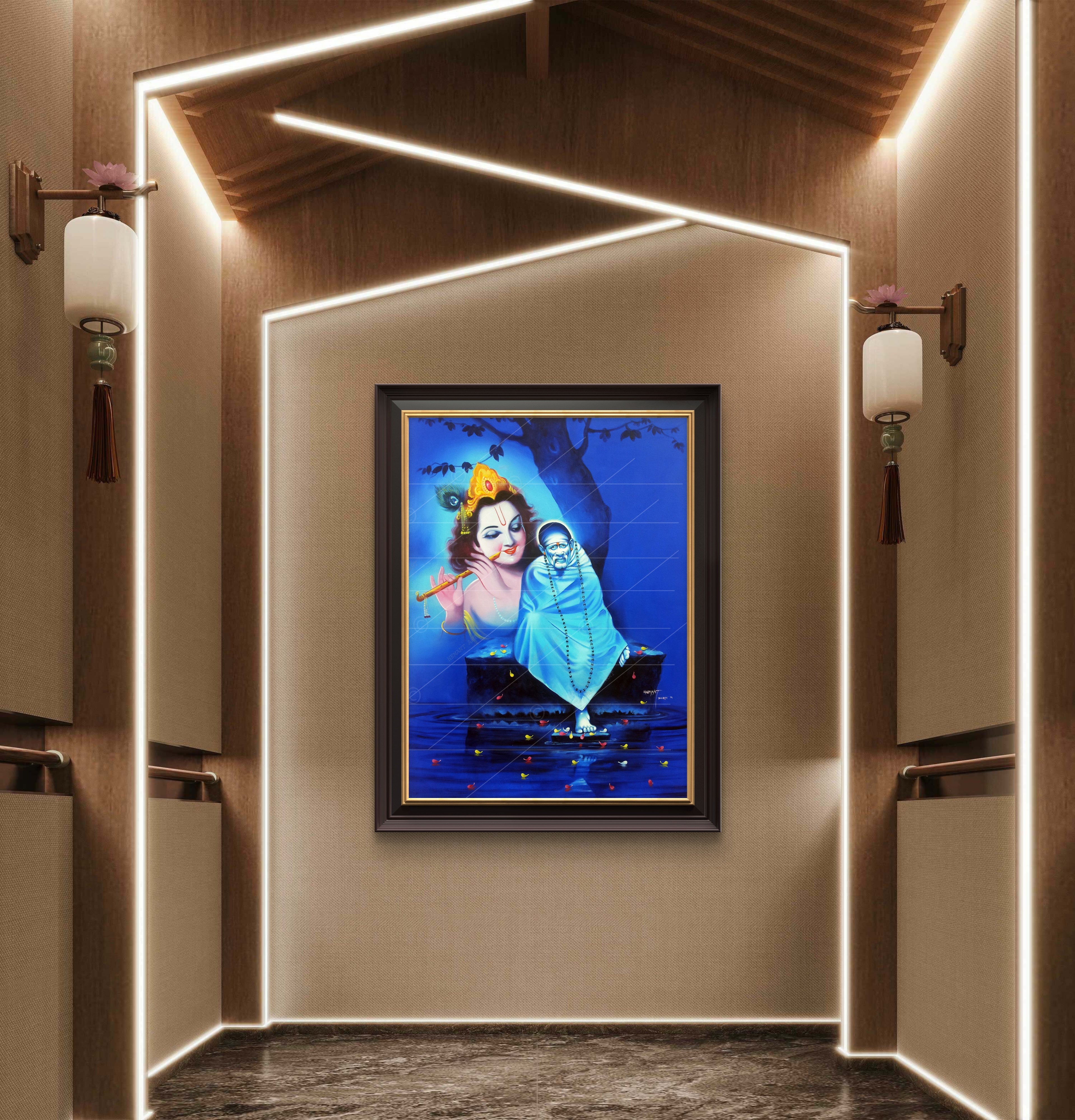 Hemant art Shirdi Sai Baba Samadhi Photo Canvas Wall Art – Spiritual Home Decor for Puja Room & Meditation Space