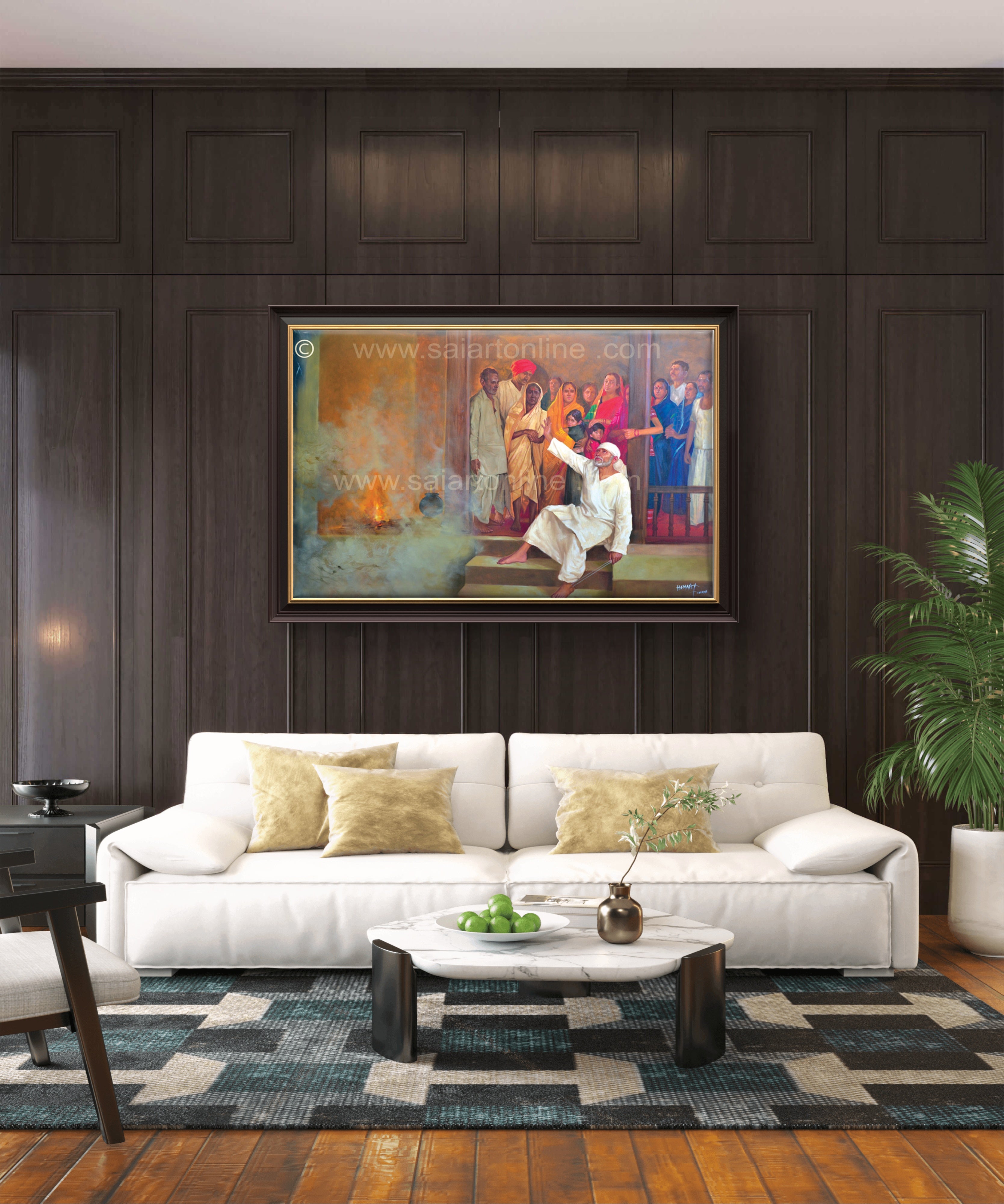 🖼️ Hemant Art Shirdi Sai Baba  Photo Frame Canvas Painting/Canvas Wall Art – Spiritual Home Decor for Puja Room & Meditation Space Success Active