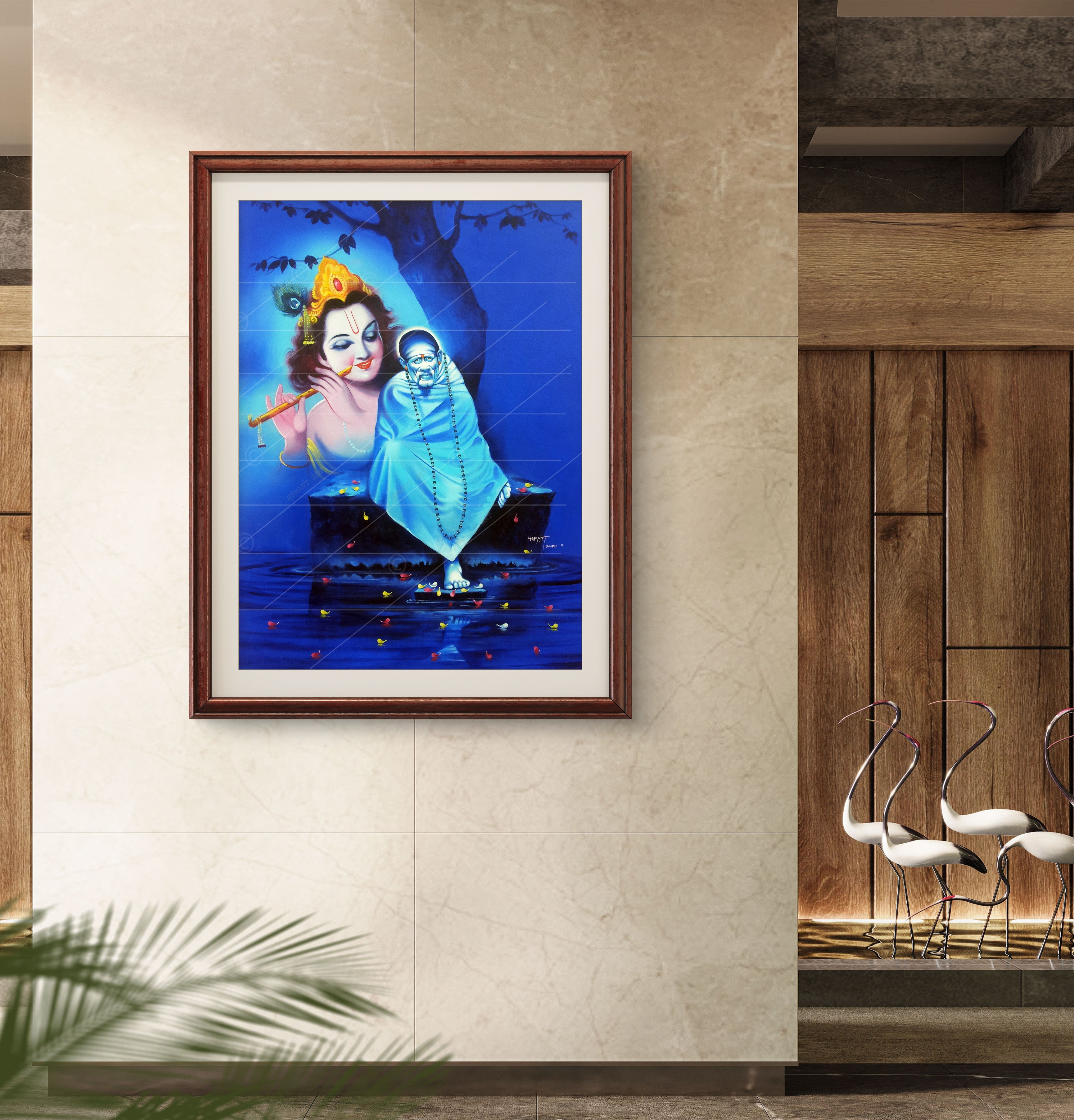 Hemant art Shirdi Sai Baba Samadhi Photo Canvas Wall Art – Spiritual Home Decor for Puja Room & Meditation Space