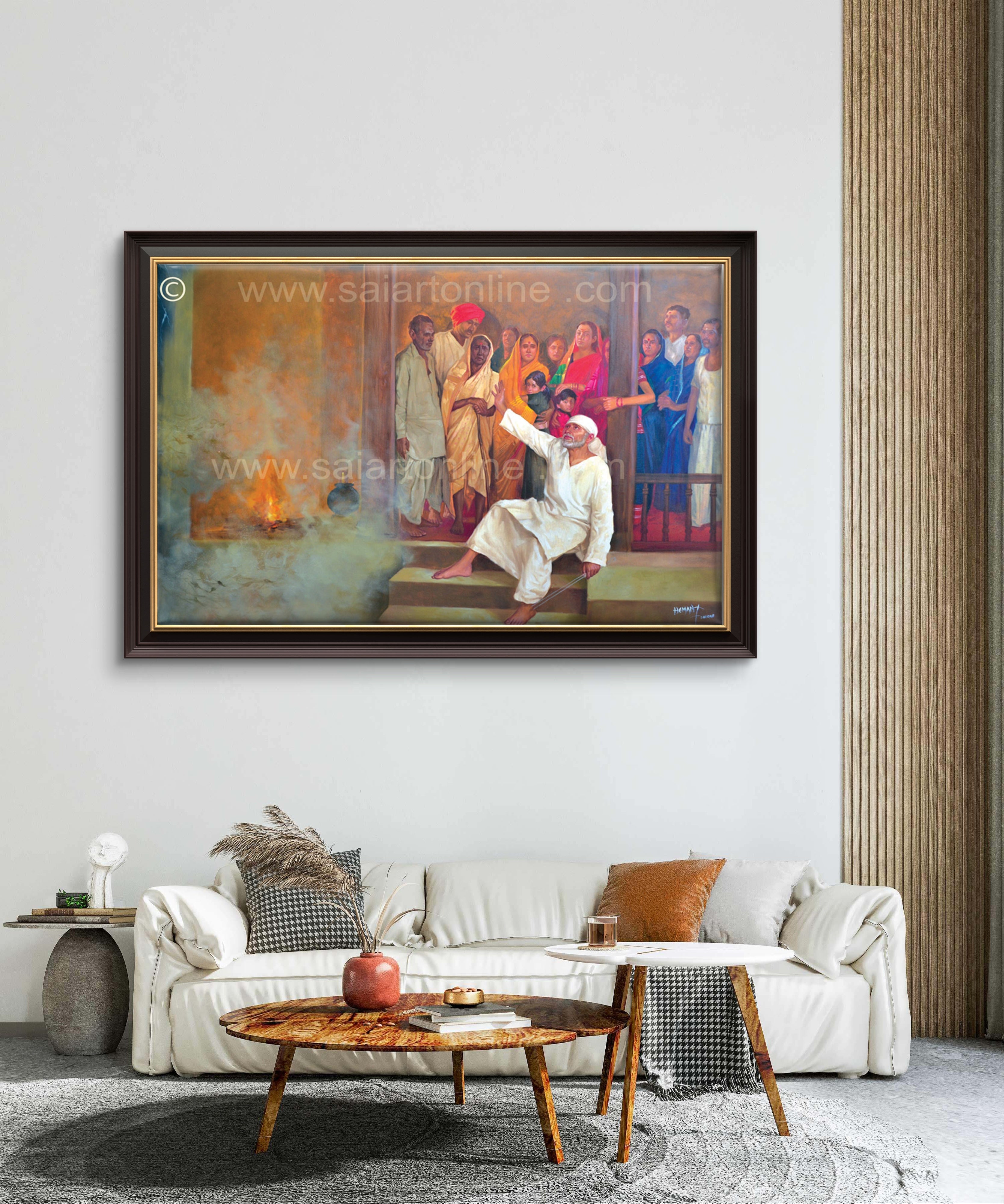 🖼️ Hemant Art Shirdi Sai Baba  Photo Frame Canvas Painting/Canvas Wall Art – Spiritual Home Decor for Puja Room & Meditation Space Success Active